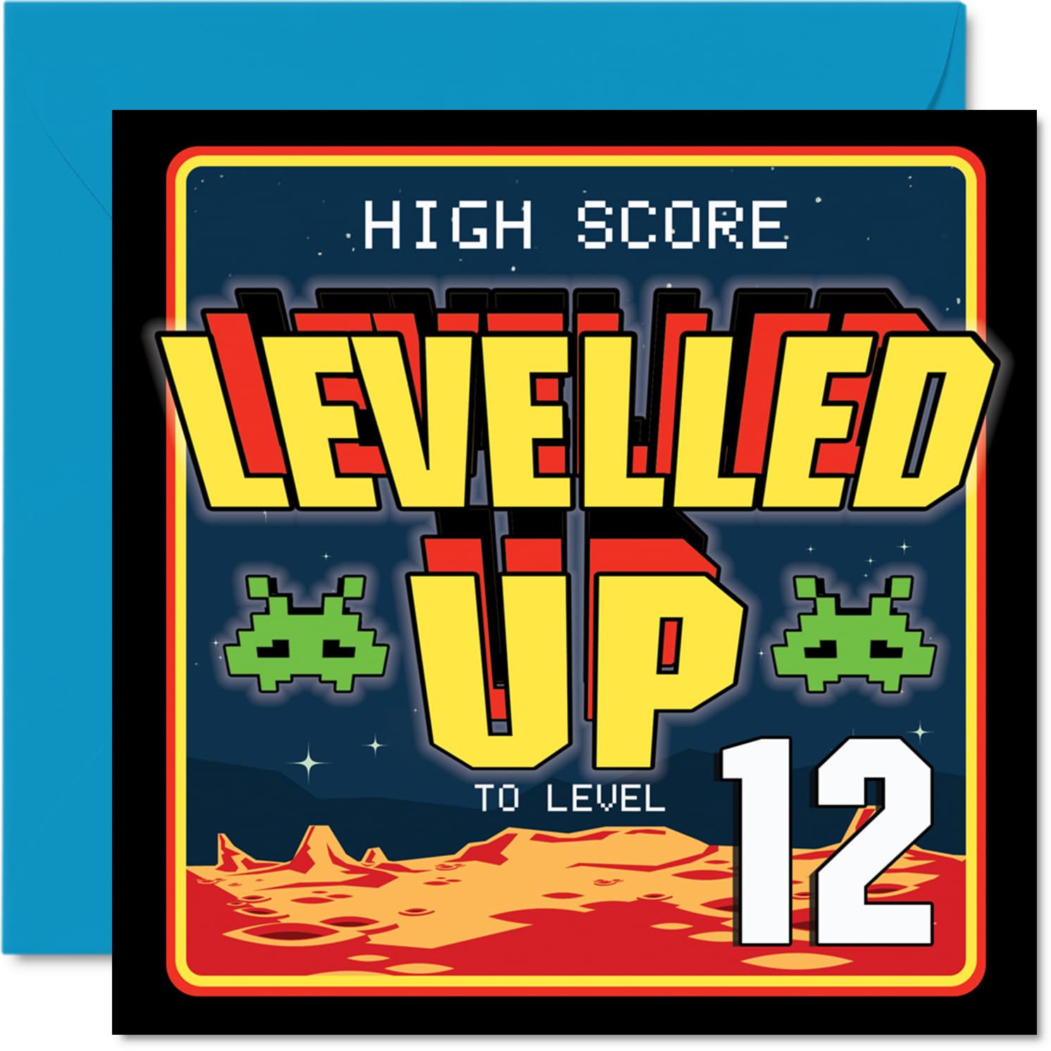 12th Birthday Cards for Boys Girls - Leveled UP - Happy Birthday Card for 12 Year Old Boy Girl Brother Niece Granddaughter Sister, 145mm Bday Greeting Cards