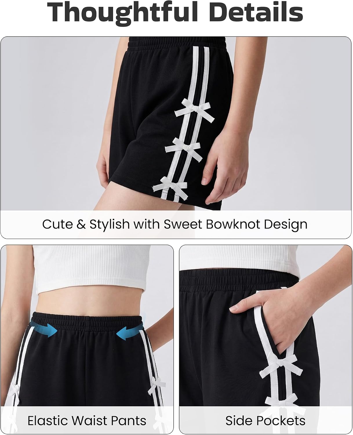 Girls Shorts Girl Summer Casual Clothes Elastic Waist Kids Girls Bow Biker Shorts Size 7-14