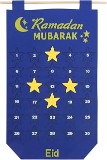 FOMIYES Ramadan Calendar Eid Mubarak Hanging Countdown Calendar Advent Calendar 2023 Tracker Date Eid Gift Ramadan Decor for Kids 2023 Ramadan Decorations 30 Days Blue