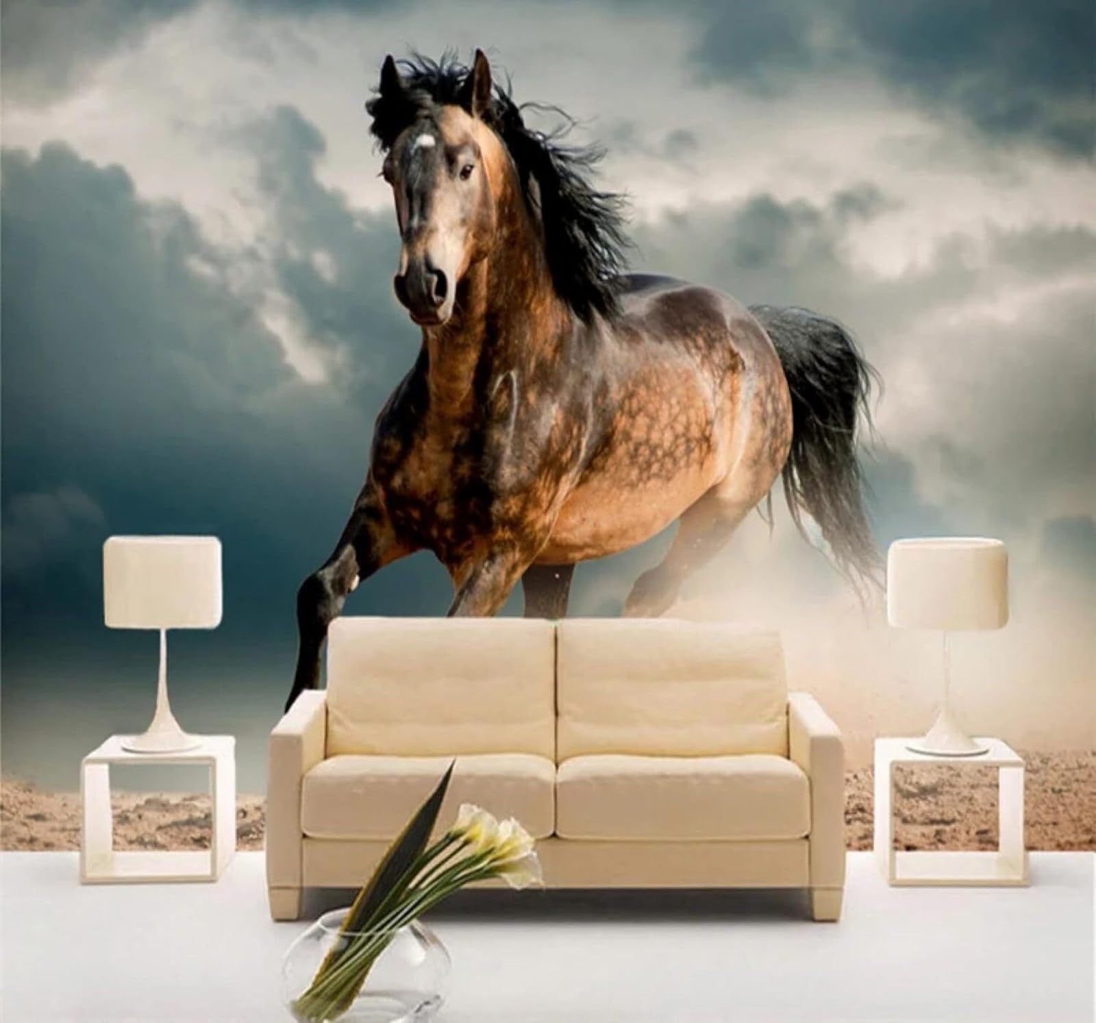 XLMING Classic Minimalist Three Dimensional Galloping Steed 3D Wallpaper Luxury Home Dining Decor Paste Sofa Living Room The Wall for Bedroom Mural-350cm×256cm