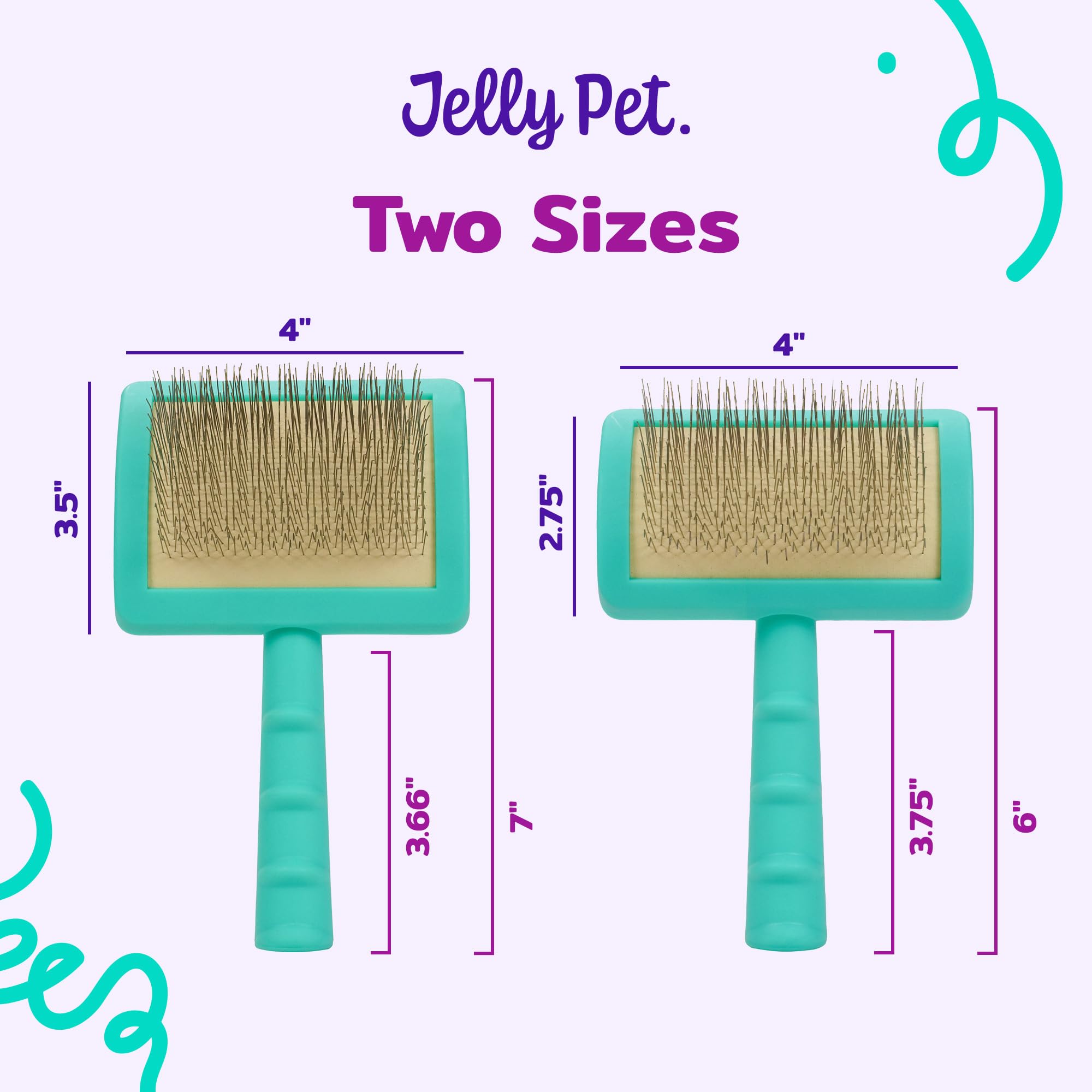 Jelly Pet Feste Universal-Zupfbürste, hergestellt für Profis, entfernt Verfilzungen und abgestorbene Unterwolle, gebogener Kopf, dichte Schichten, hergestellt in den USA, groß, blaugrün
