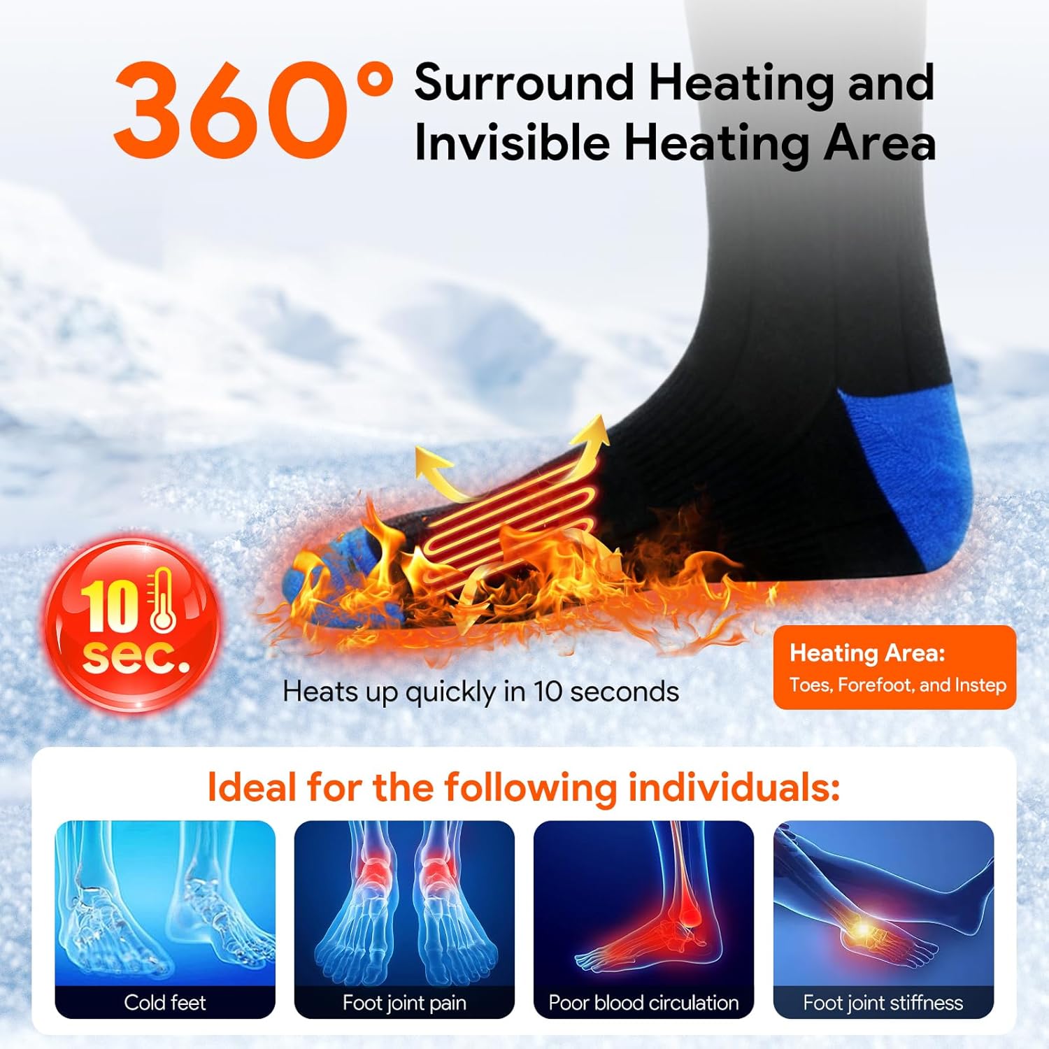 Minthouz Heated Socks for Men Women, 6000mAh*2 Battery Rechargeable Heating Electric Socks, APP Control Heated Sock, Gifts for Camping Fishing Cycling Skiing Skating Hiking Camping Outdoor Work - Image 5