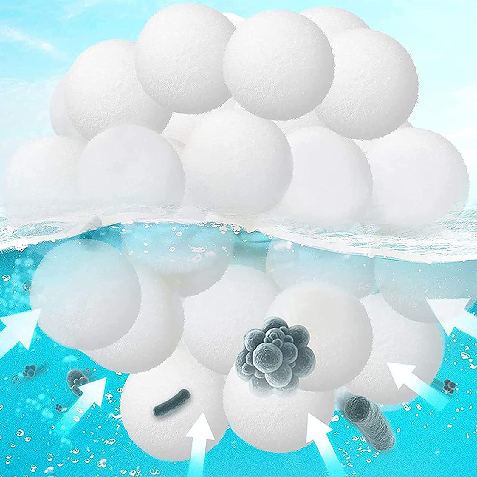 GJXJY Filtro Balls, Palline Filtranti per Piscina di Alta qualità, Riutilizzato, Buona Elasticità e Hanno Una Lunga Durata Sfere Filtranti per Piscine, Pompe Filtro e Acquari