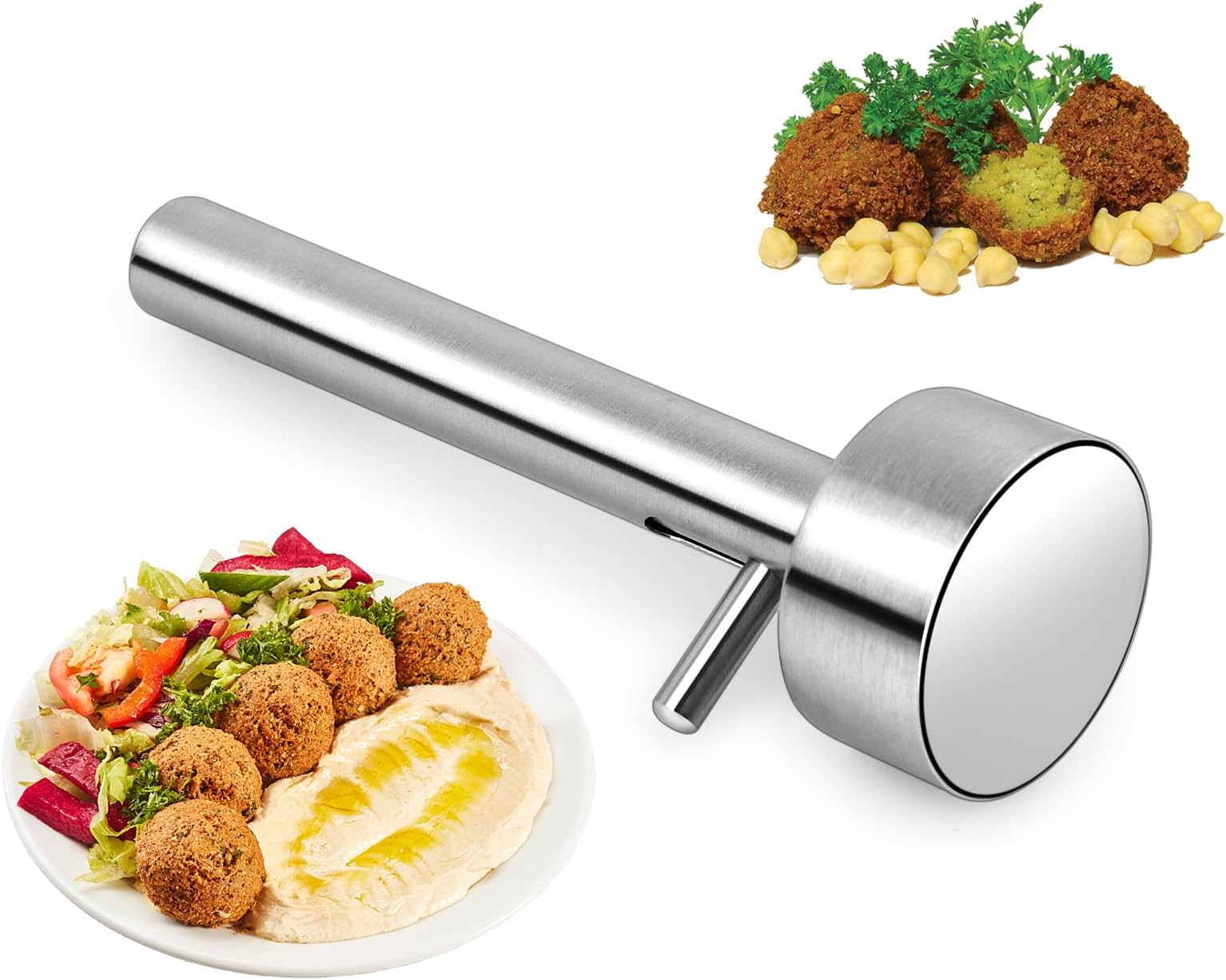 Falafel Scoop Meatball Maker Stainless Steel Professional Falafel Mold, Easily Scoop and Drop Falafel, Meatballs and More