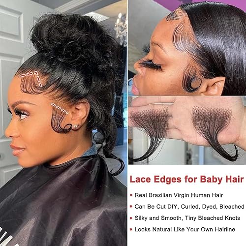 Miniatura 2 de Adyutrlia 4 tiras de pelo de bebé de encaje HD, reutilizables, cabello humano virgen, esponjoso, encaje suizo, pelo de bebé, rayas invisibles, línea