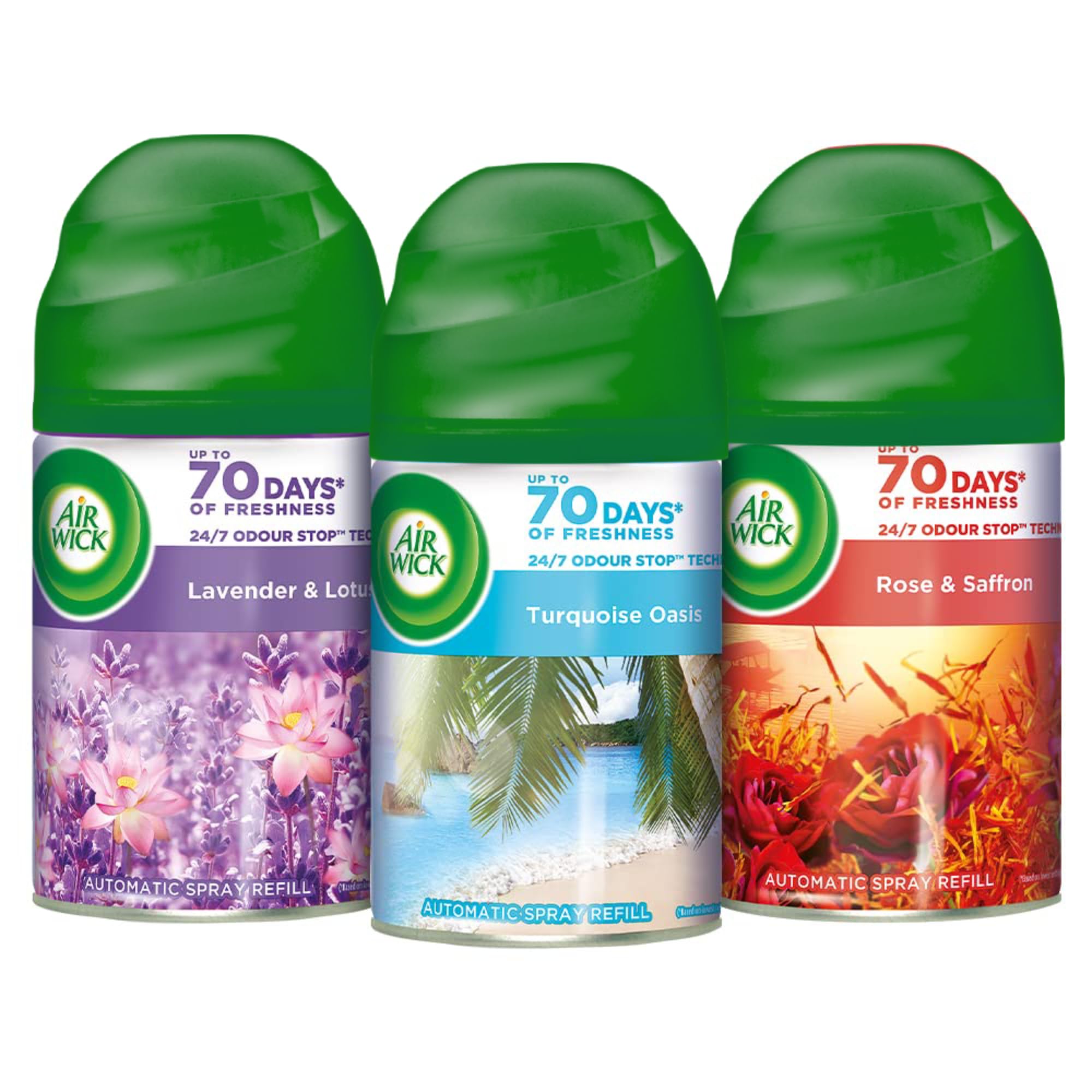 Air Wick 250 ml (Pack of 2) - Lavender & Lotus and Sea wood and Driftwood (Turquoise Oasis), Freshmatic Automatic Air Fr