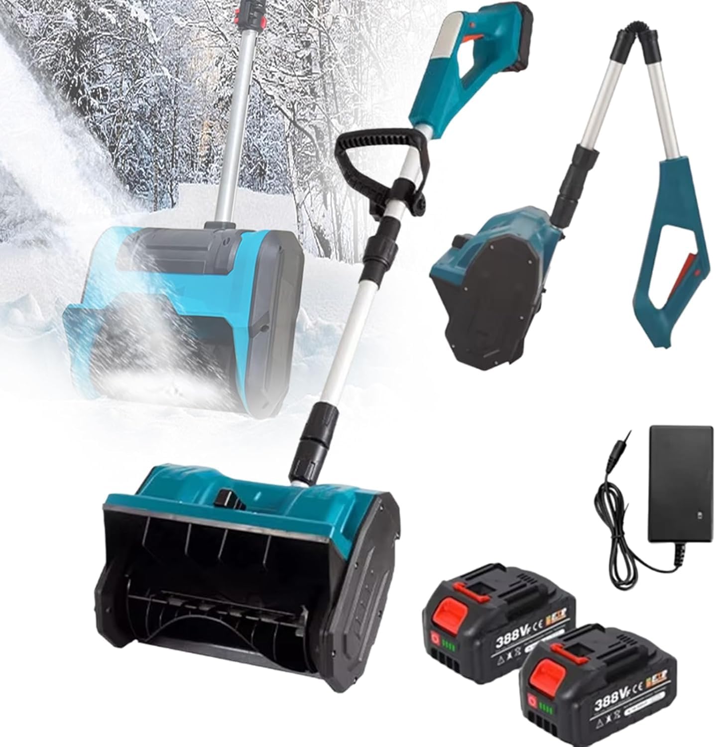 Souffleuse à Neige électrique, Pelle de déneigement alimentée par Batterie, déneigeuse sans Fil avec Plaque directionnelle et poignée réglable, Largeur de Nettoyage du Lanceur brossé 33 cm pour
