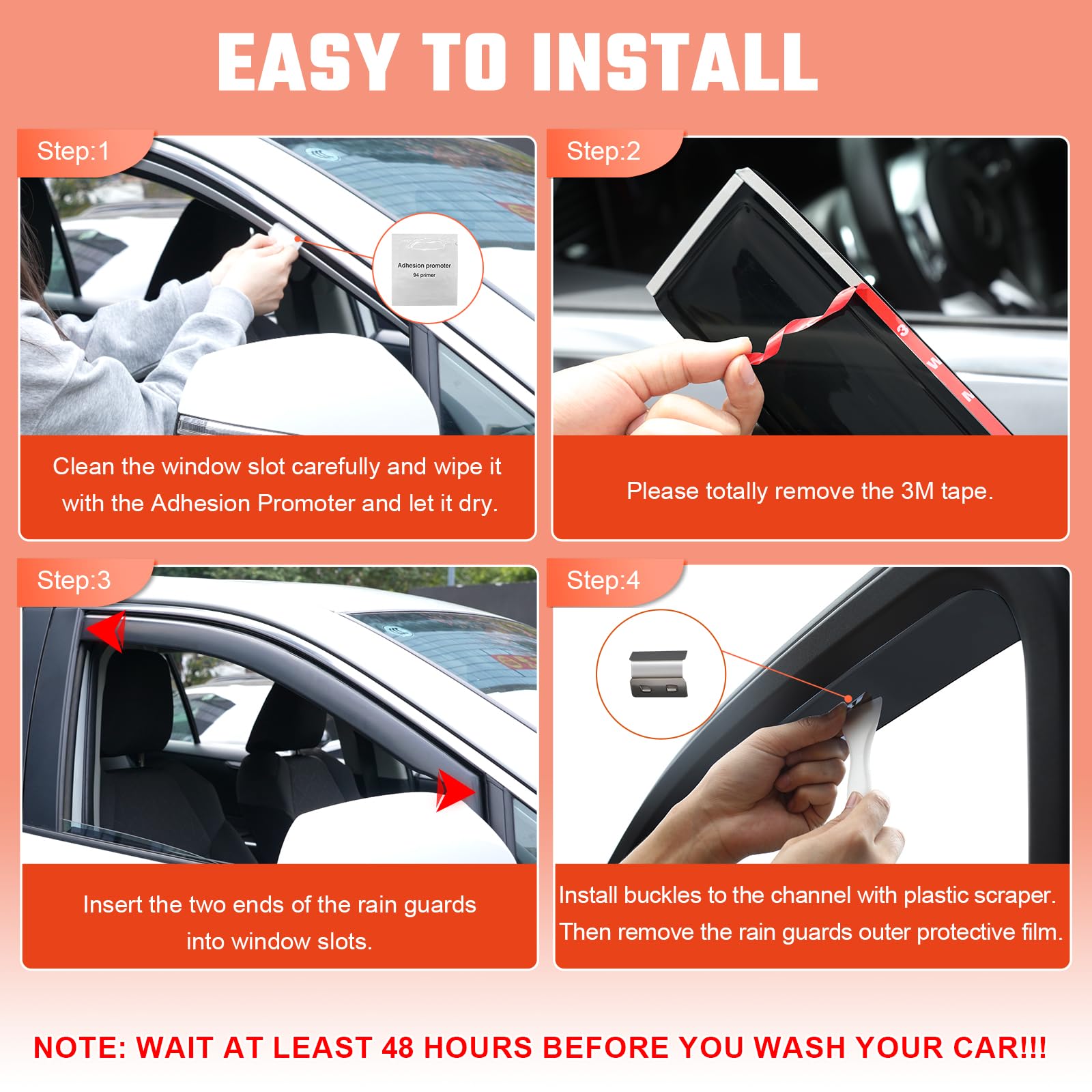 Deflectores de viento negros, protectores de lluvia para ventanas compatibles con Vauxhall Corsa D E 2006-2019 5 puertas Hatchback, visera solar a prueba de roturas en el canal lateral
