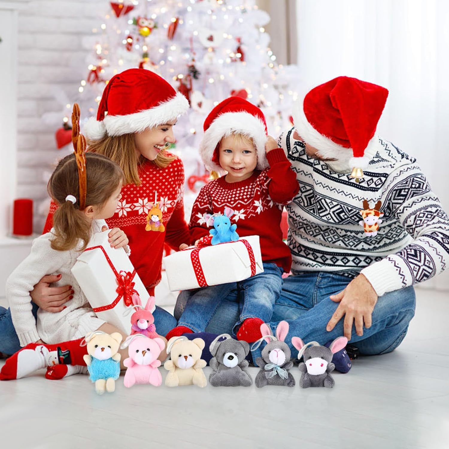 Foonary 24 szt. Pluszowe zabawki z dżungli, mini pluszaki, małe pluszaki, lalki na imprezy tematyczne, prezenty urodzinowe dla dzieci, pluszowe breloczki dla dzieci