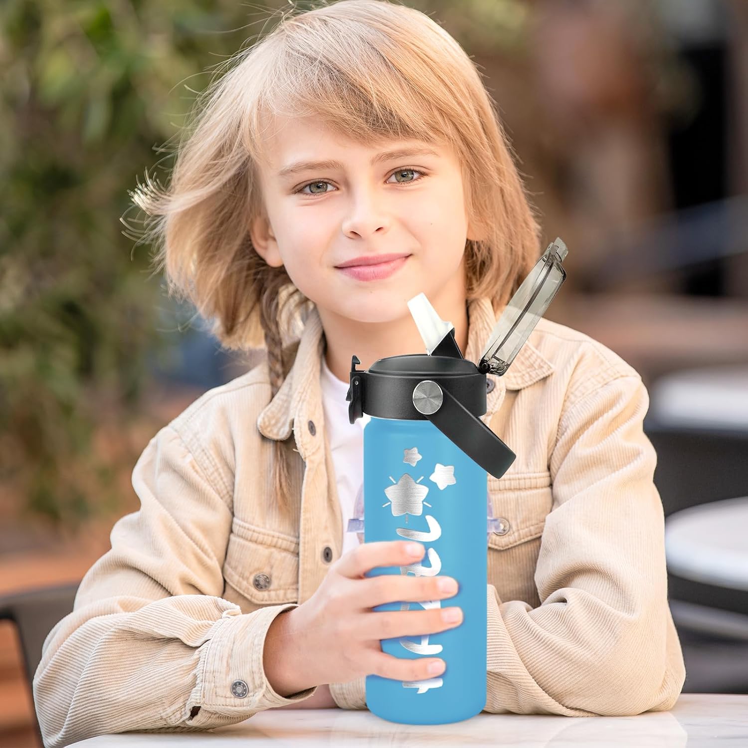 Personalized Water Bottles for Kids, Custom Water Cups with Name and 25 Icon Engraved, 18 oz - 16 Colors, Double Wall Insulated BPA Free, Customize Valentines Gifts for Girls Boys (Engraved) - Image 6