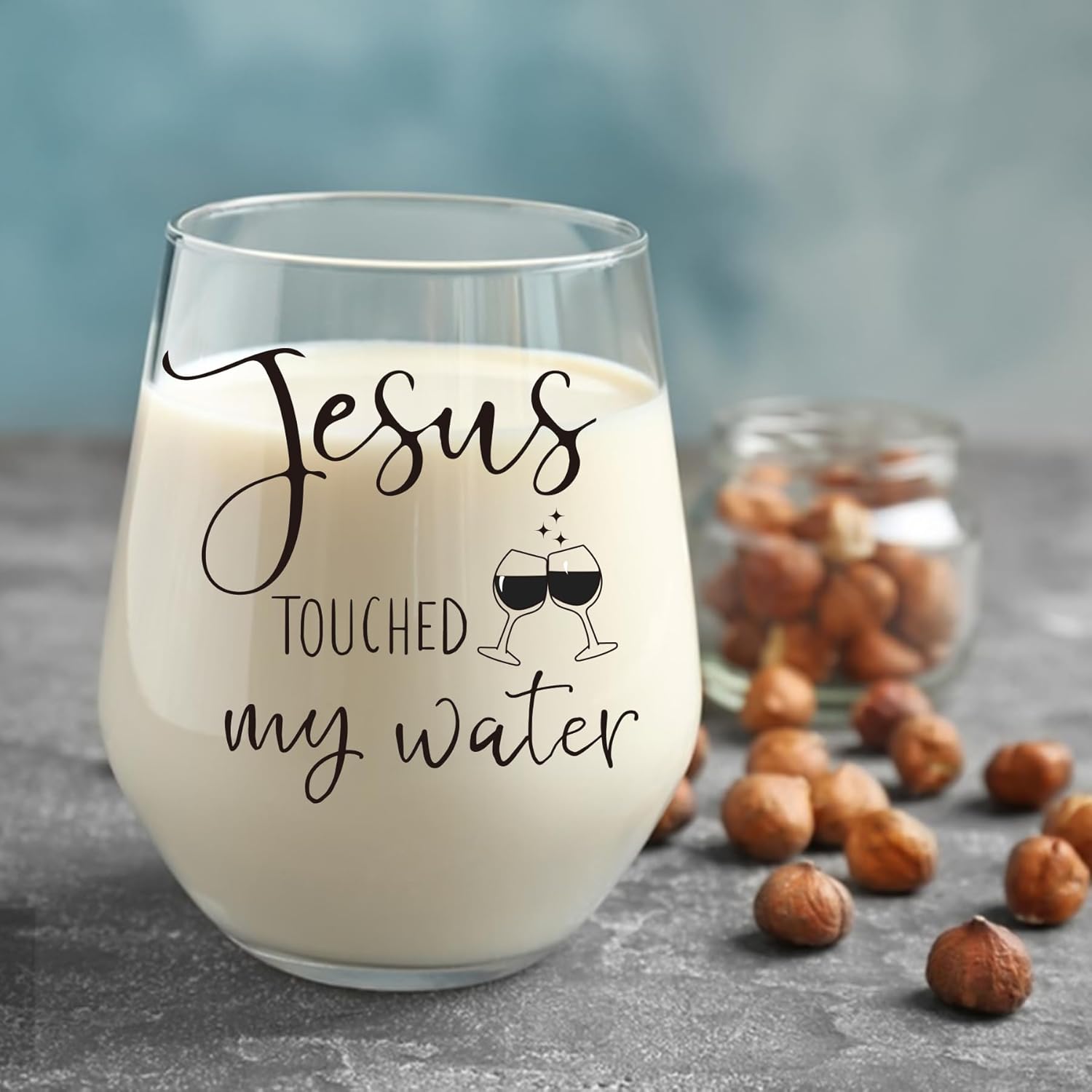 Funny Christian Gift for Women,Jesus Gifts for Women,Birthday Friendship Gifts,Jesus Touched My Water 15 Oz Wine Glasses - Image 5