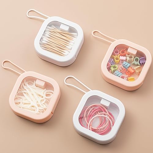Miniatura 5 de HBlife Caja apilable de contenedores de almacenamiento Q-tip de viaje, 2 piezas rosa blanco