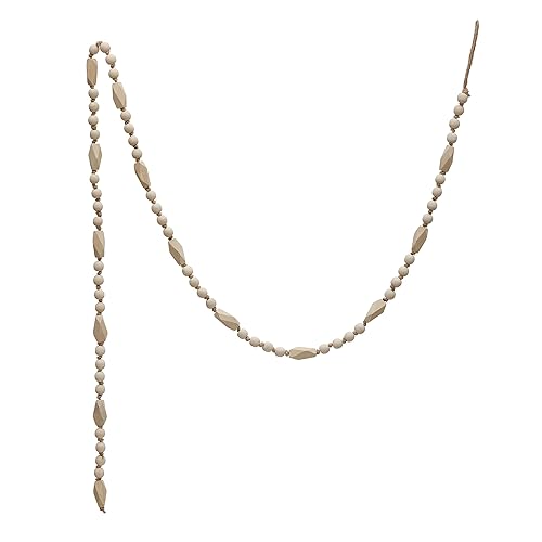 Creative Co-Op 72" L Paulownia Wood Bead Garland, Natural