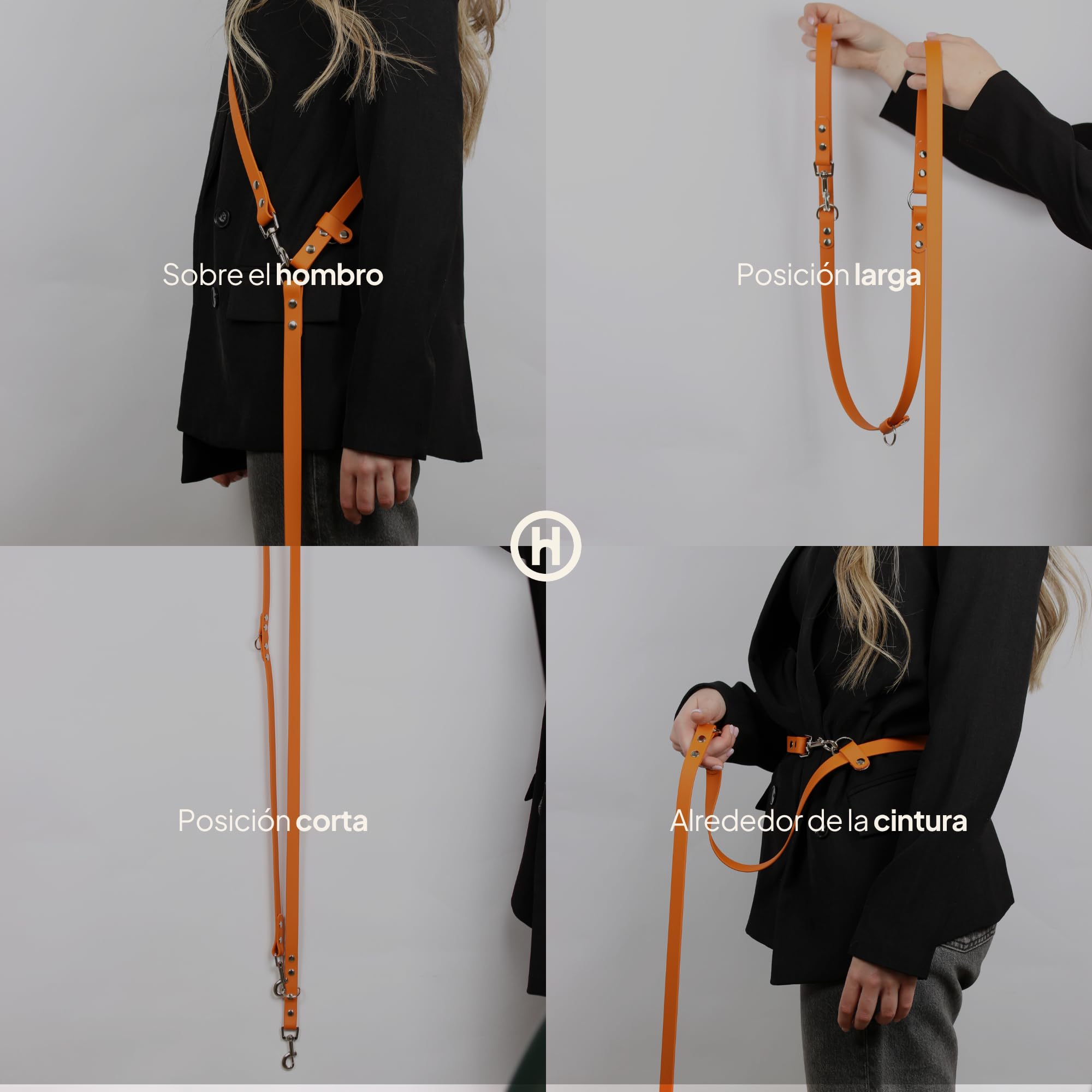 Correa Multifunción para Perros de Biothane 4 en 1, Impermeable, Resistente y Fácil de Limpiar, Mosquetón Giratorio 360°, Versátil para Uso Manos Libres (Marine)