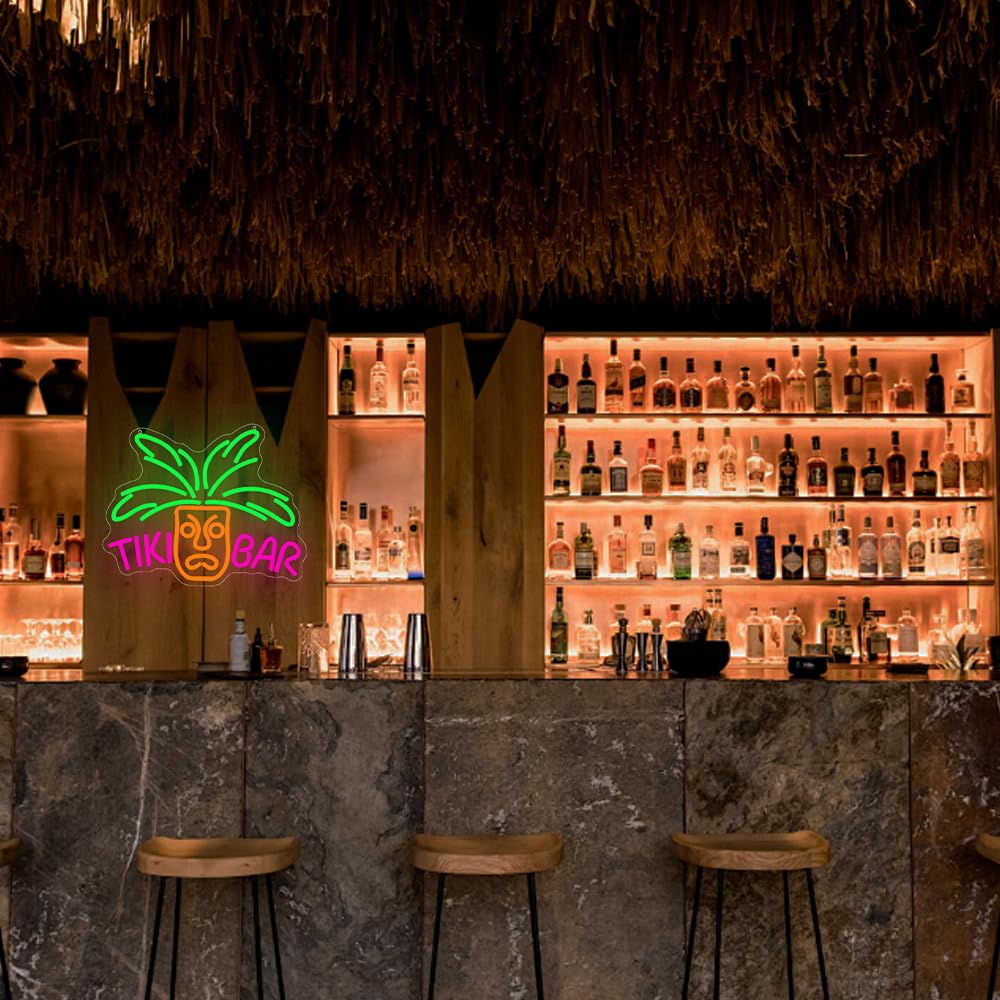 Tiki Bar Neón Signo Para Decoración De La Pared Led Signo Tiki Máscara Neón Usb Alimentado Signo Para Home Bar Cerveza Fiesta Club Hombres Bodega