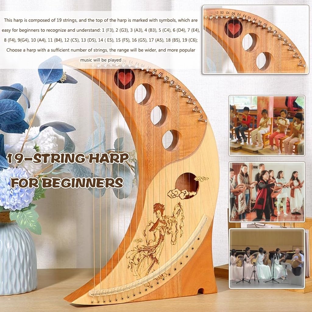 Lyre Harp Instrument 19 String Classical Chang'e Flying To The