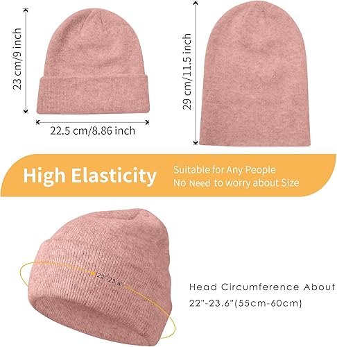 Miniatura 6 de Achiou Gorro de punto para mujer, gorro de esquí de invierno para hombre, gorro cálido con puños, suave y holgado de punto, gorra unisex