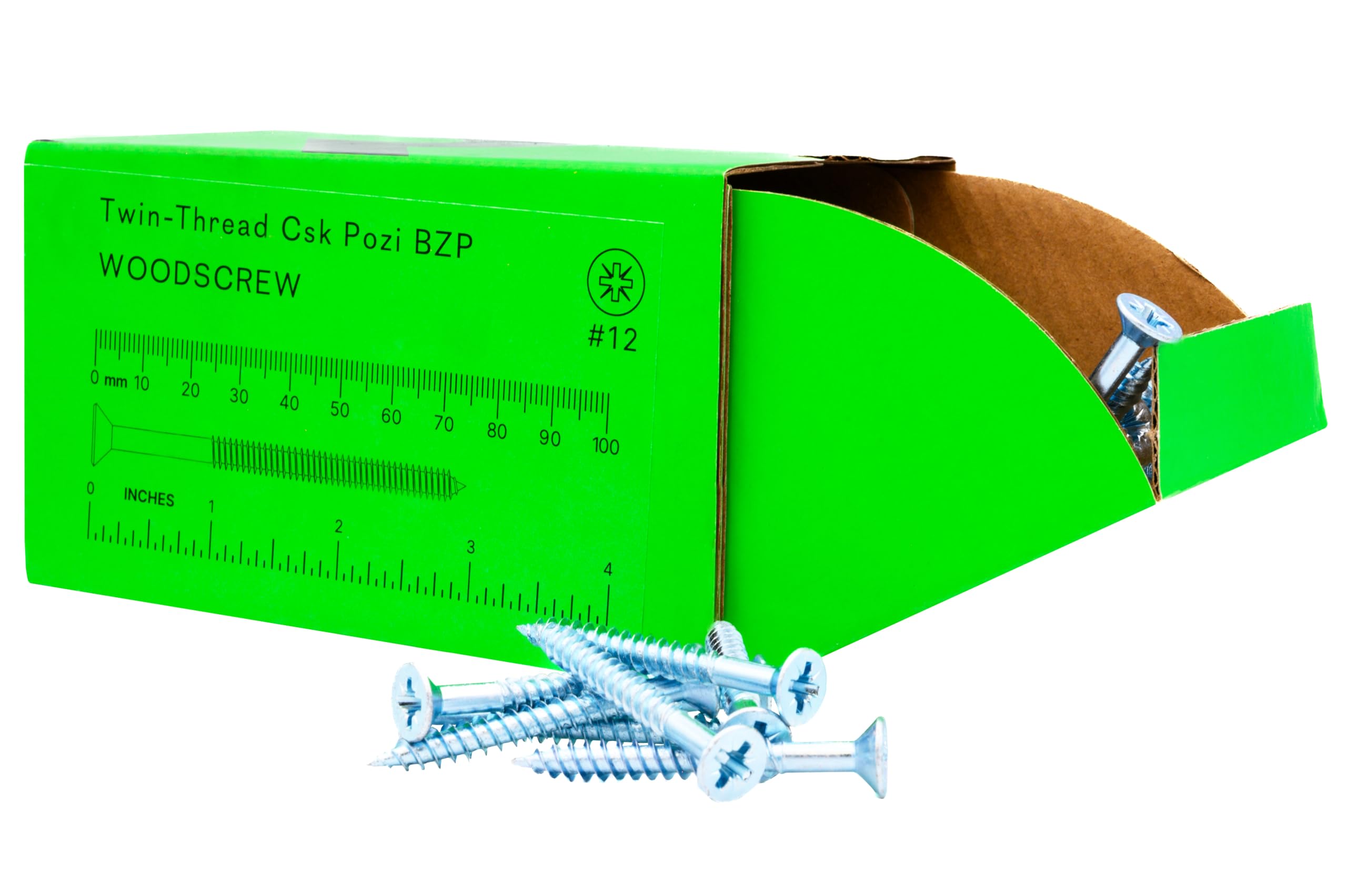 Rikä TWSR042 Woodscrew Twin-Thread CSK BZP 12 x 3in 200pk