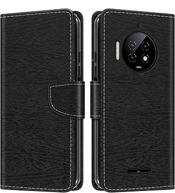 Wood-Grain Leather Case for Oukitel WP19 Pro - Black