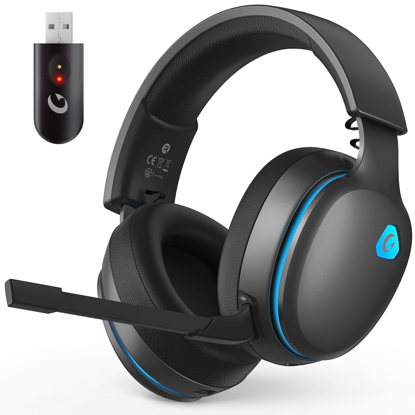 AOC 2.4GHz Wireless Gaming Headset for PS5, PS4, Switch, 45Hr, Space Gray