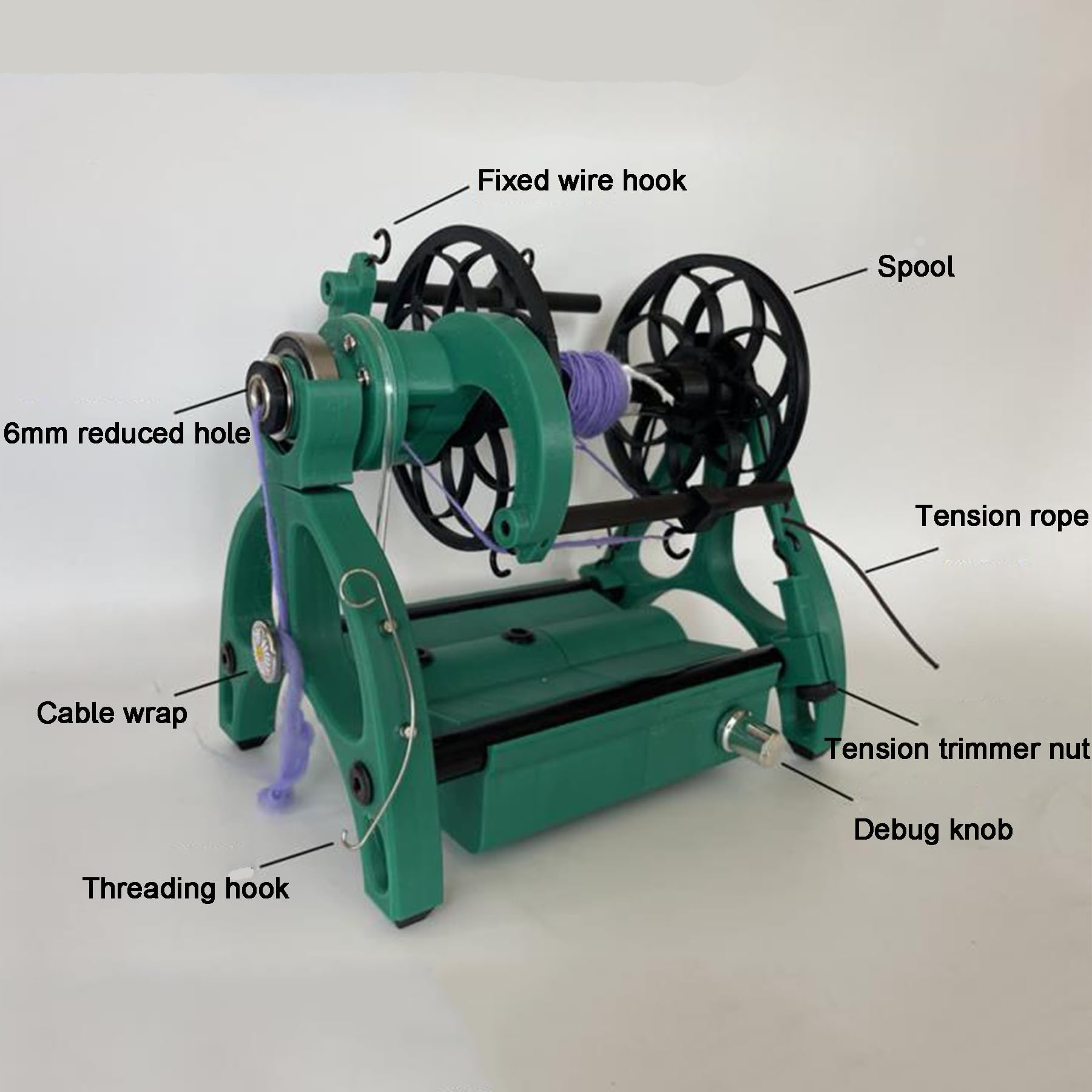 HMWOKPOT Electric Spinning Wheel Yarn Spinner Kit Dog Hair Wool Spinning Thread Wool Fibre Twisting Yarn Winder with Foot Controller & 3 Bobbins - Forward and Reverse,Purple