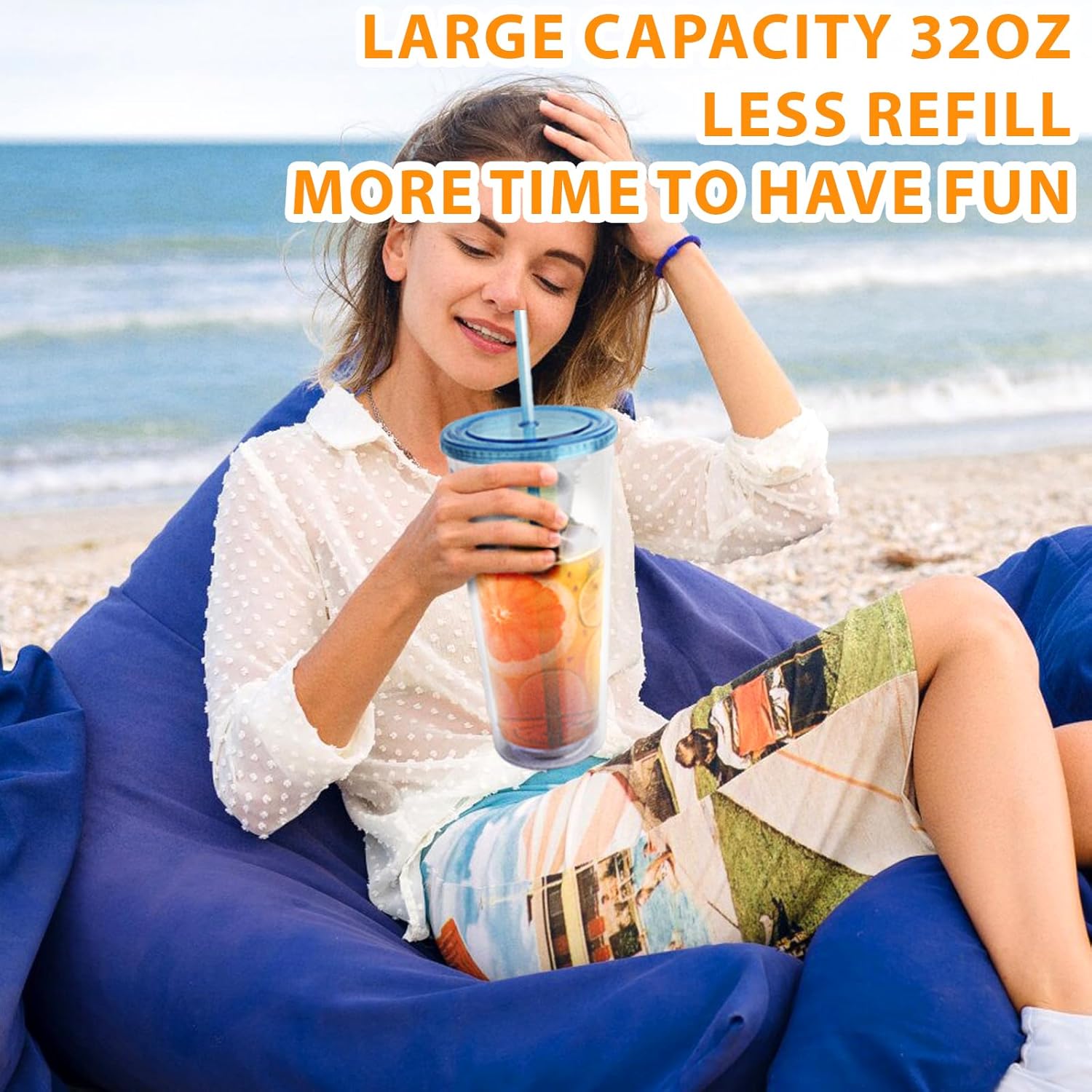 Zukro Clear Acrylic Tumbler with Straw and Lid 32 oz, Double Walled Insulated Reusable Plastic Iced Coffee Cup, To Go Cup Perfect for Parties, Birthdays, Fit in Cupholder, BPA Free, Clear, 2 Pack - Image 7