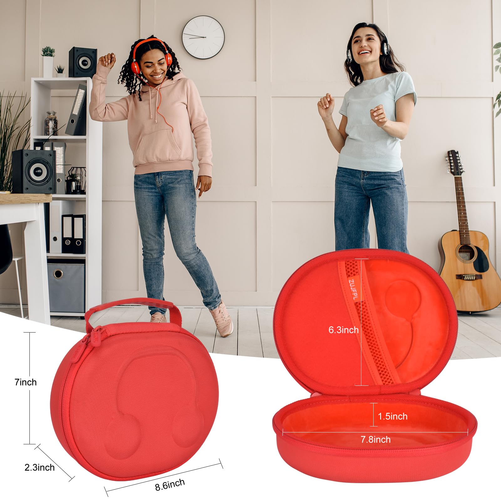 Custodia rigida in EVA per cuffie wireless Bluetooth JBL Live 400BT/500BT/460NC/650BTNC e JBL Tune E45BT/500BT/510BT/560BT/700BT/710BT/660NC/760NC/750BTNC/600 BTNC, colore rosso