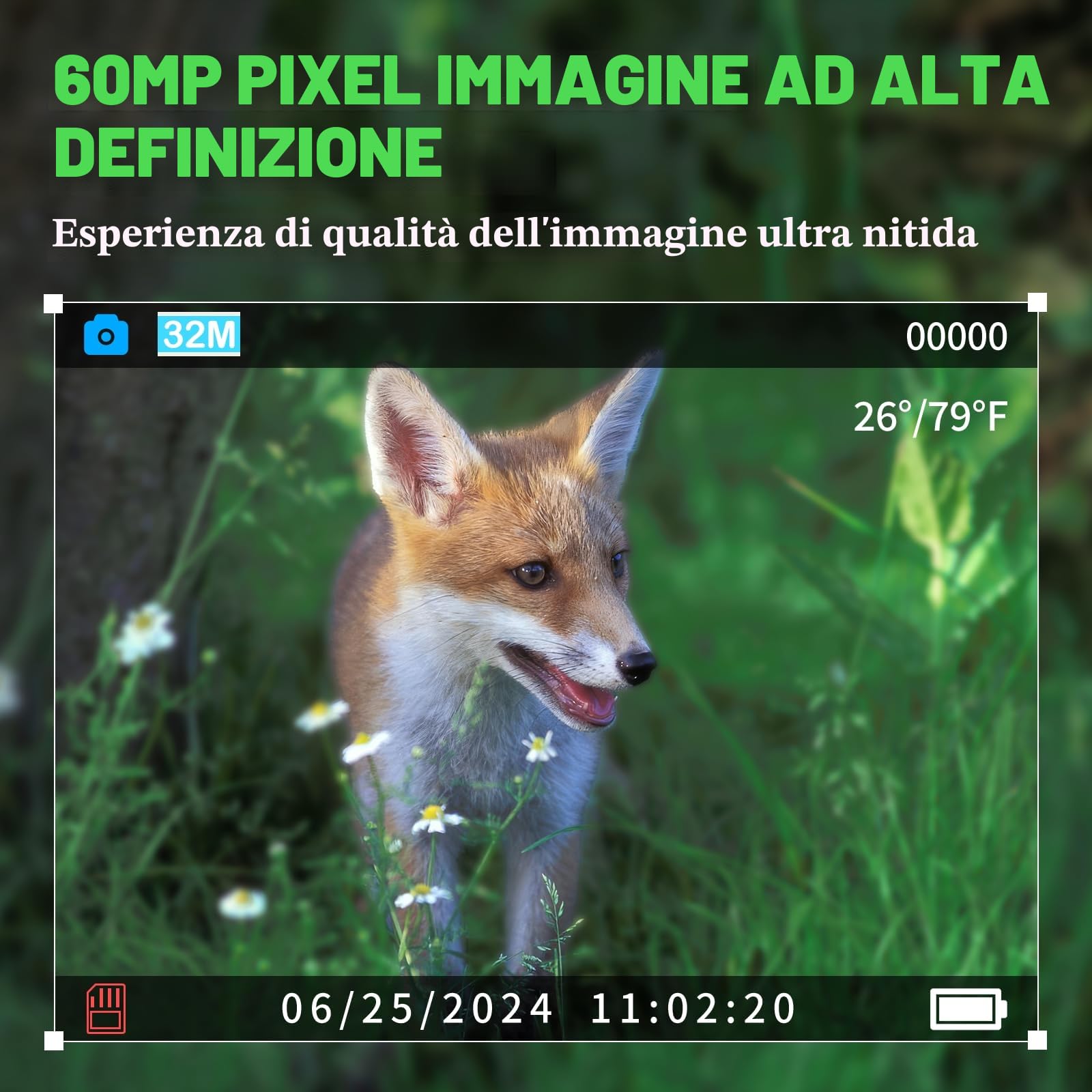 Coolifepro Fototrappola con Pannello Solare, 60MP 30FPS WIFI Bluetooth e App Fototrappola con Batteria al Litio Ricaricabile Integrata da 2000mAh, Angolo di Rilevamento 100° con scheda SD da 32GB