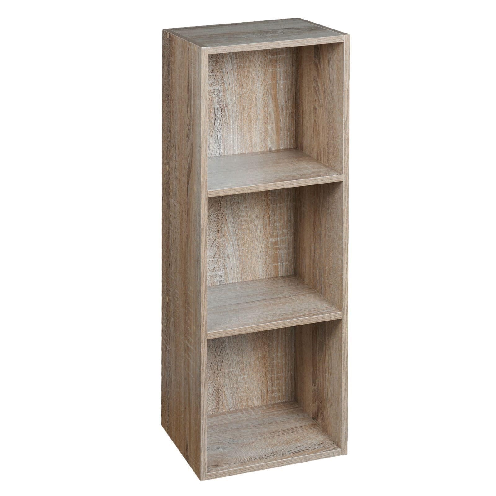 URBNLIVING Tier Wooden Bookcase Shelving Display Storage Shelf Unit Wood Shelves (Antique Oak, 3 Shelf)