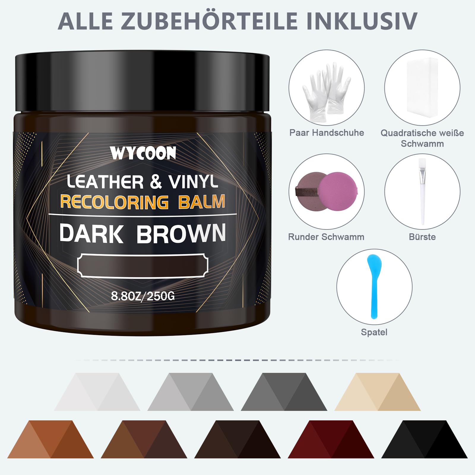 Kit Riparazione Pelle Marrone Chiaro - Tintura Liquida, Vernice e Crema Colorante per Divani, Mobili, Sedili Auto, Scarpe, Giacca| Ripristina Pelle Graffiata e Sbiadita