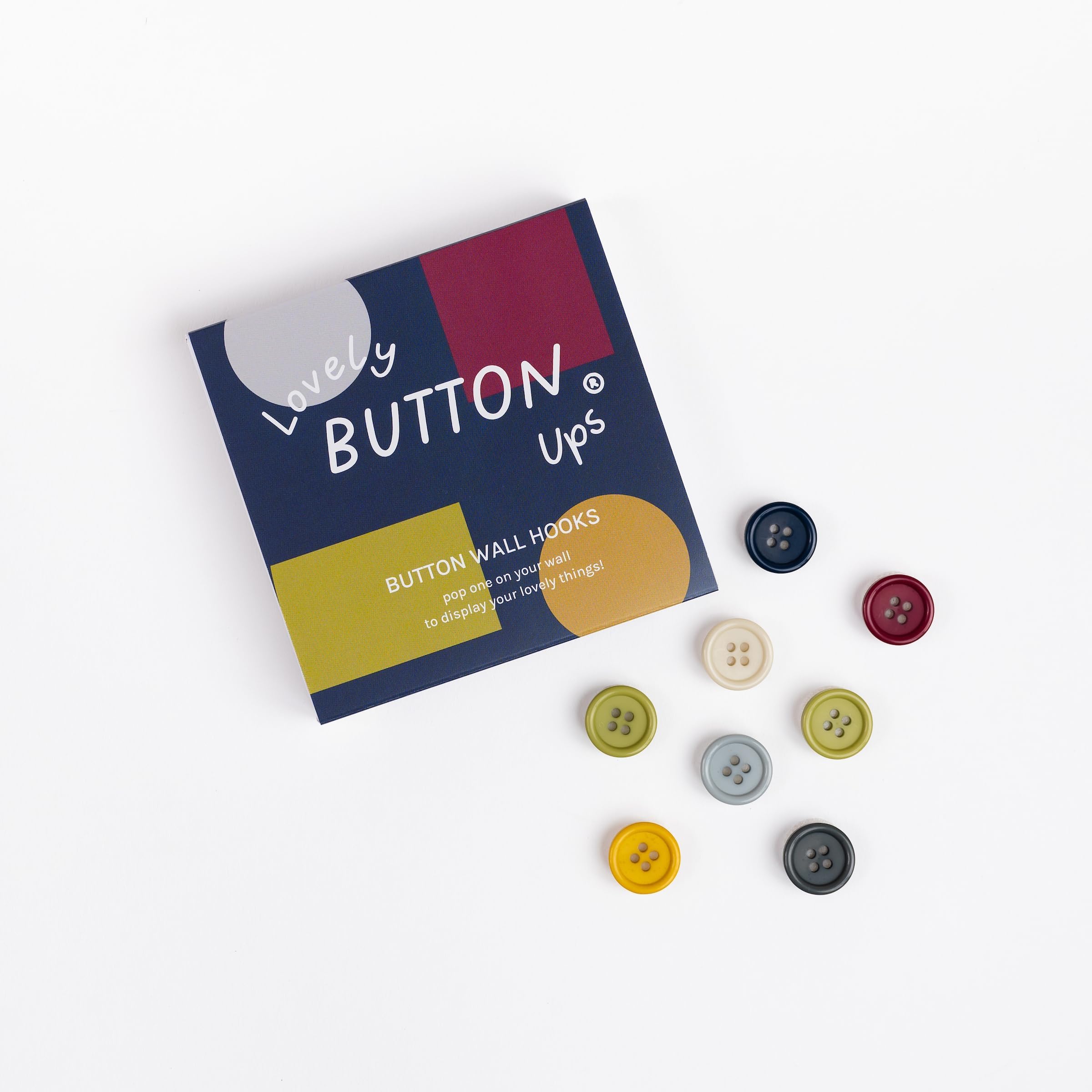 Button Wall Hooks - Mid Century Modern Collection #01 - Damage Free Wall Hooks - No Tools Required - Pops Up in Seconds - No Fuss - No Mess - Interchangeable - Holds up to 300g