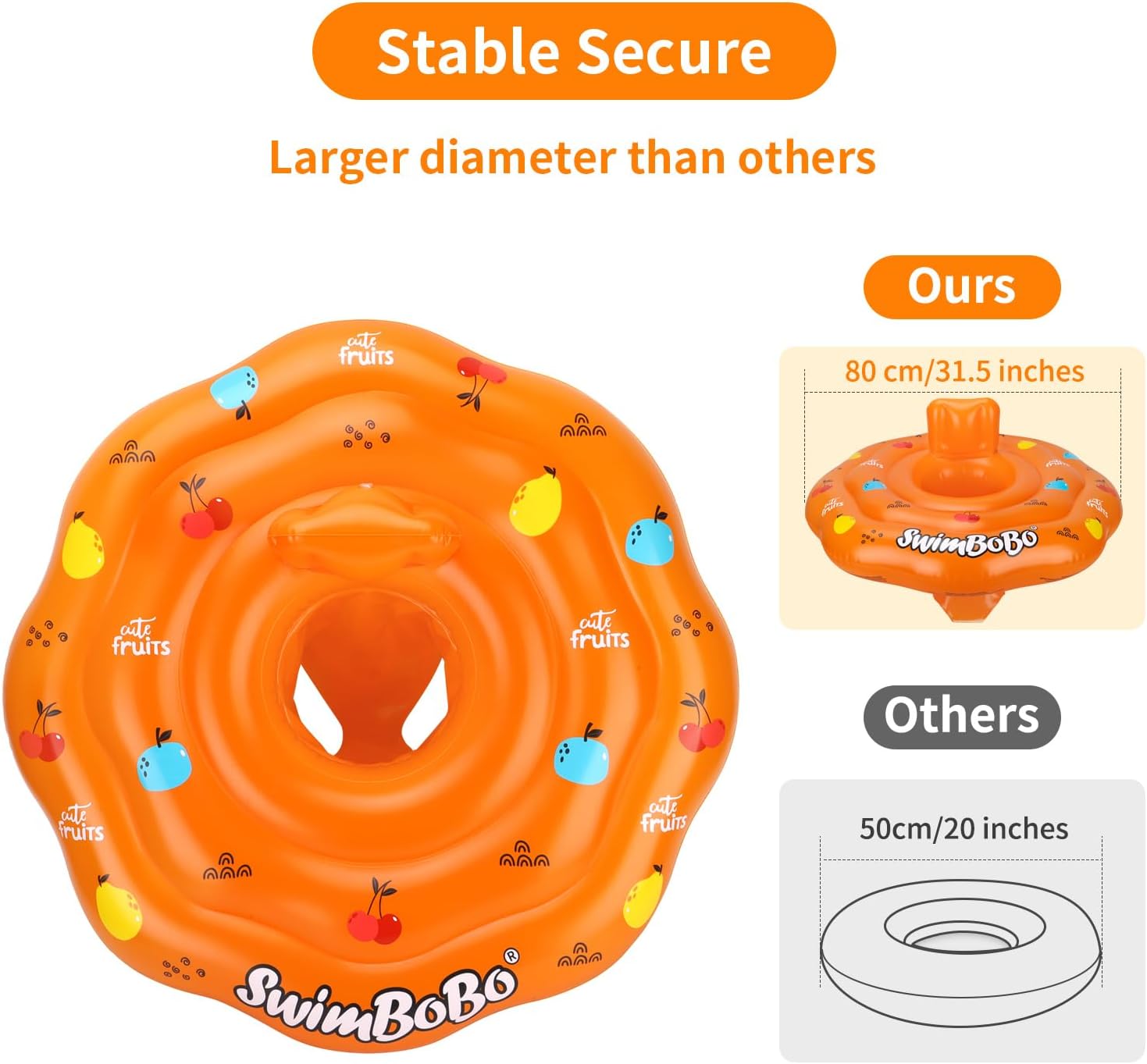 Swimbobo Inflatable Baby Swimming Float with Safety Seat Fun Swimming Pool Toys for Age 6-36 Months Toddler