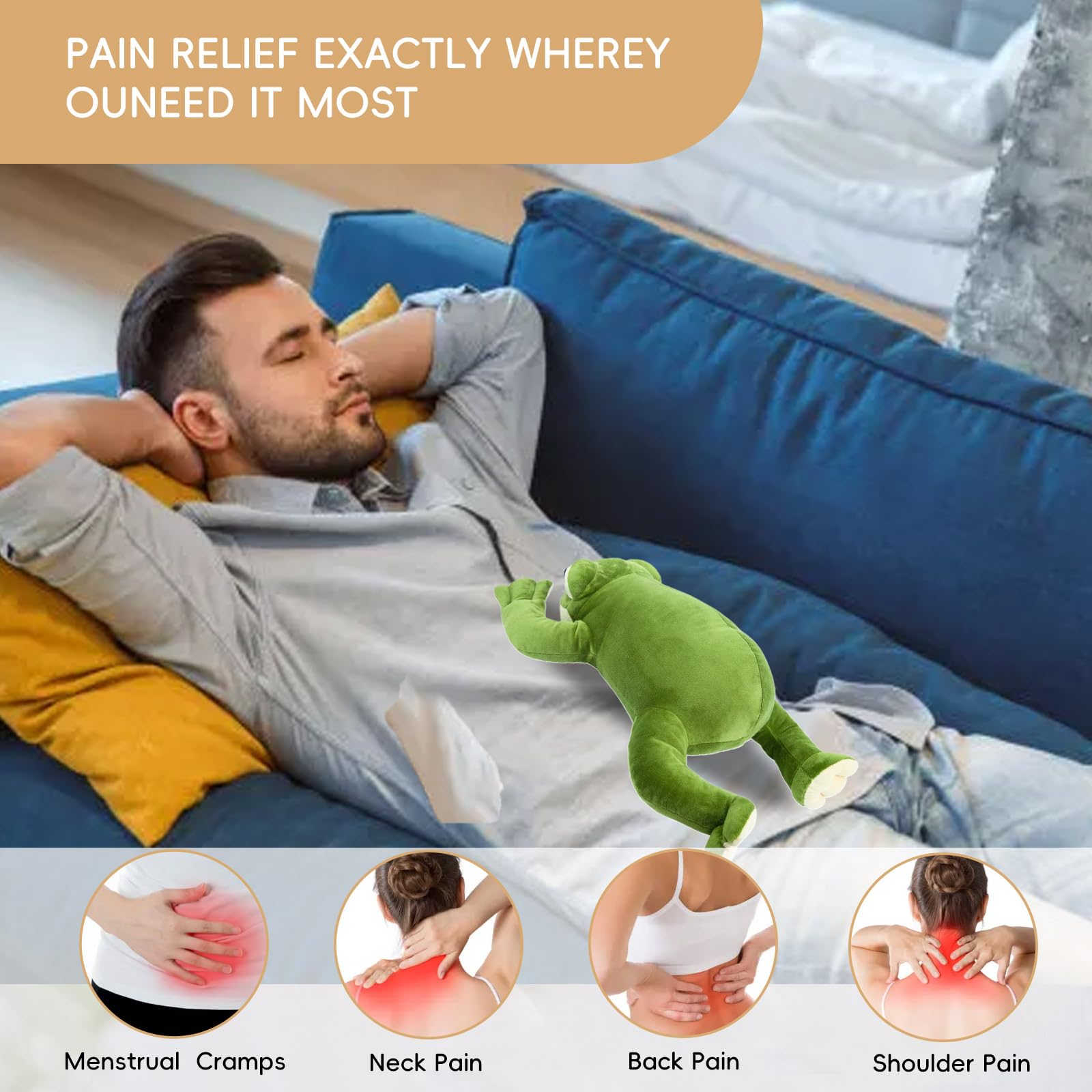 capybaraflying Frog Weighted Plush Pillow, 20" 4 lbs Frog Weighted Stuffed Animals, Cute Animal Plushie Dolls Throw Pillow Birthday Gifts for Kids & Adults - Image 5