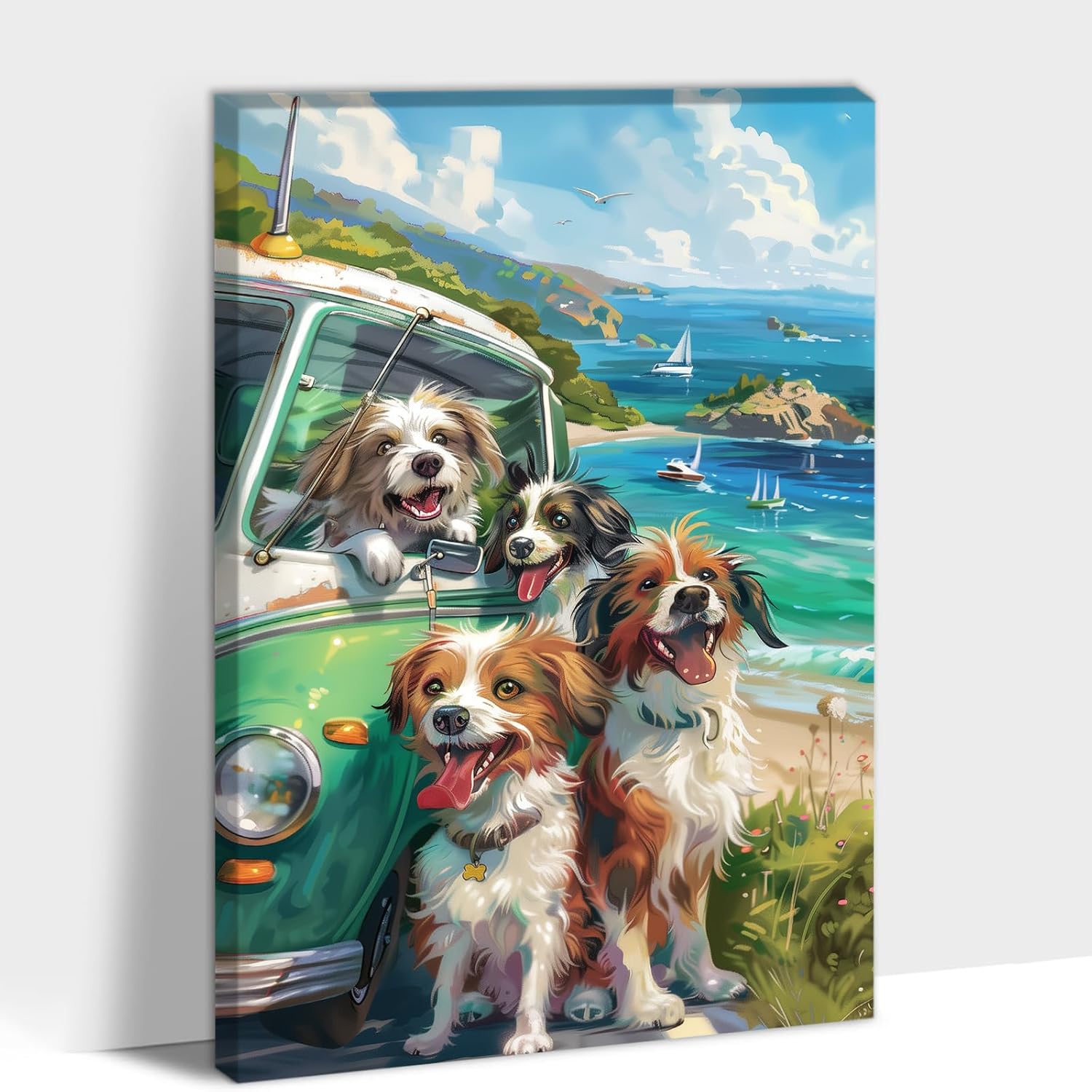 ANRUOXI Wall Art - 3 Pieces Dog Pictures for Living Room, Colourful Cool Poster for Bedroom, Funny Painting Ready To Hang 16''x24''x3 Pcs