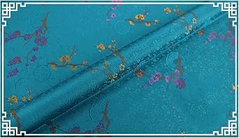 Apparel Fabric, Satin Silk Brocade Fabric Auspicious Plum Blossom Print Rich 10075cm