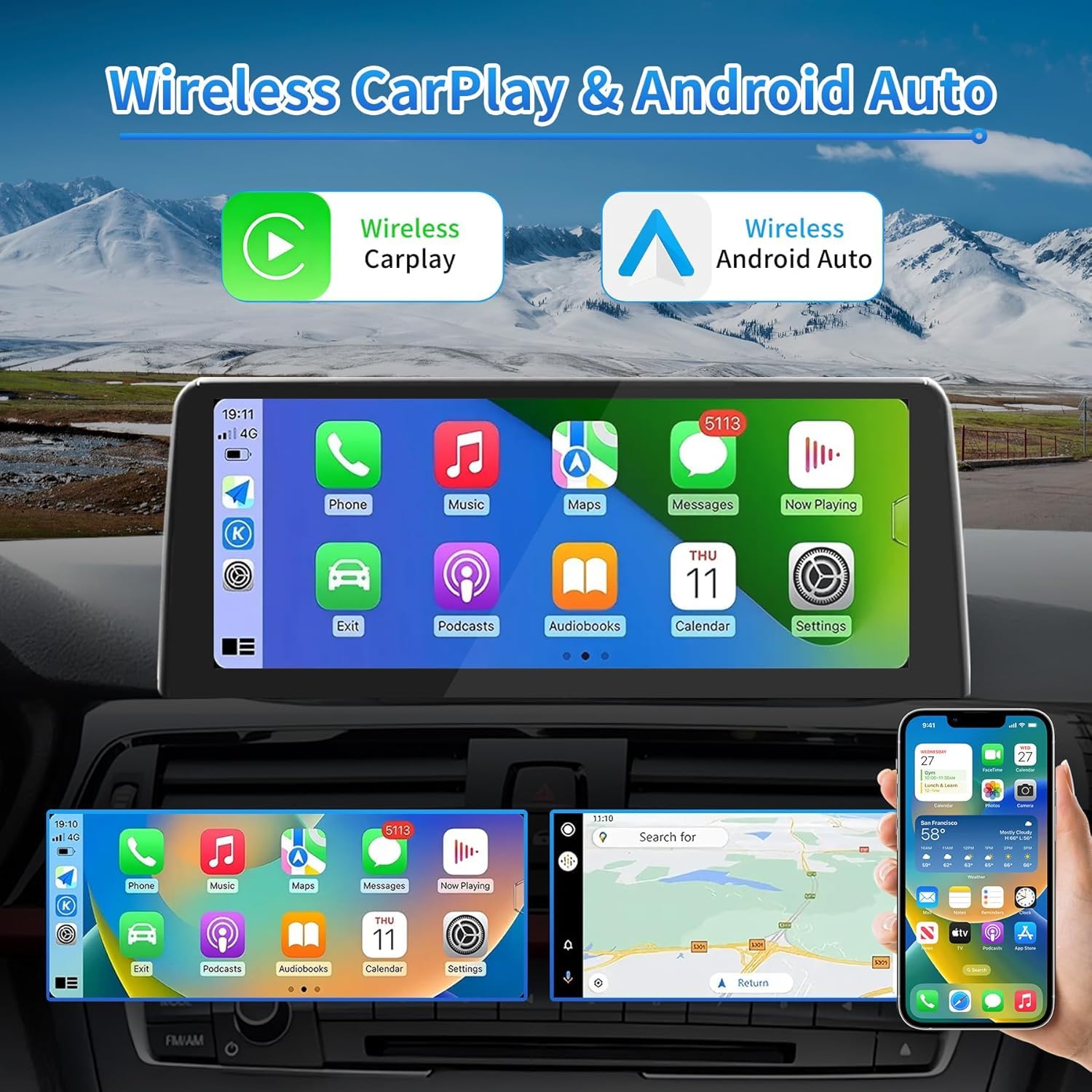 10,25-Zoll-Android-Autoradio für BMW X5 X6 E70 E71 (2007–2010) CCC-System kabelloses Carplay Android Auto, iDrive, Bluetooth, 4G/WiFi, [4+64G]