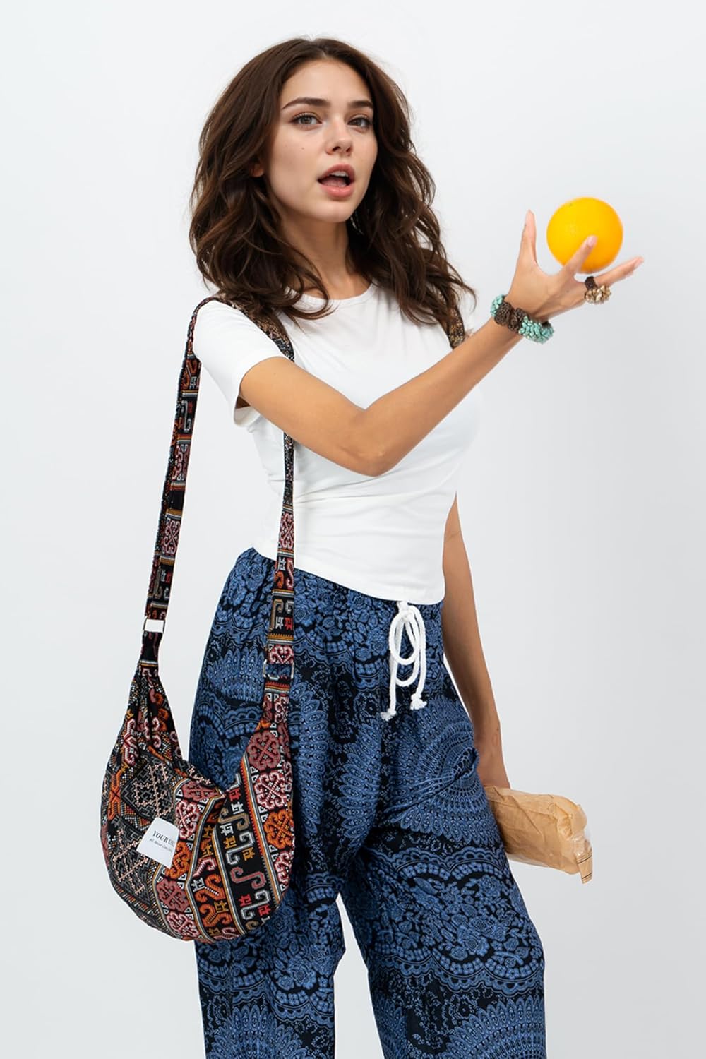 Crescent Crossbody Bag for Women Boho Sling Purse with Zipper Lightweight Hobo Messenger Shoulder Bag - Image 3