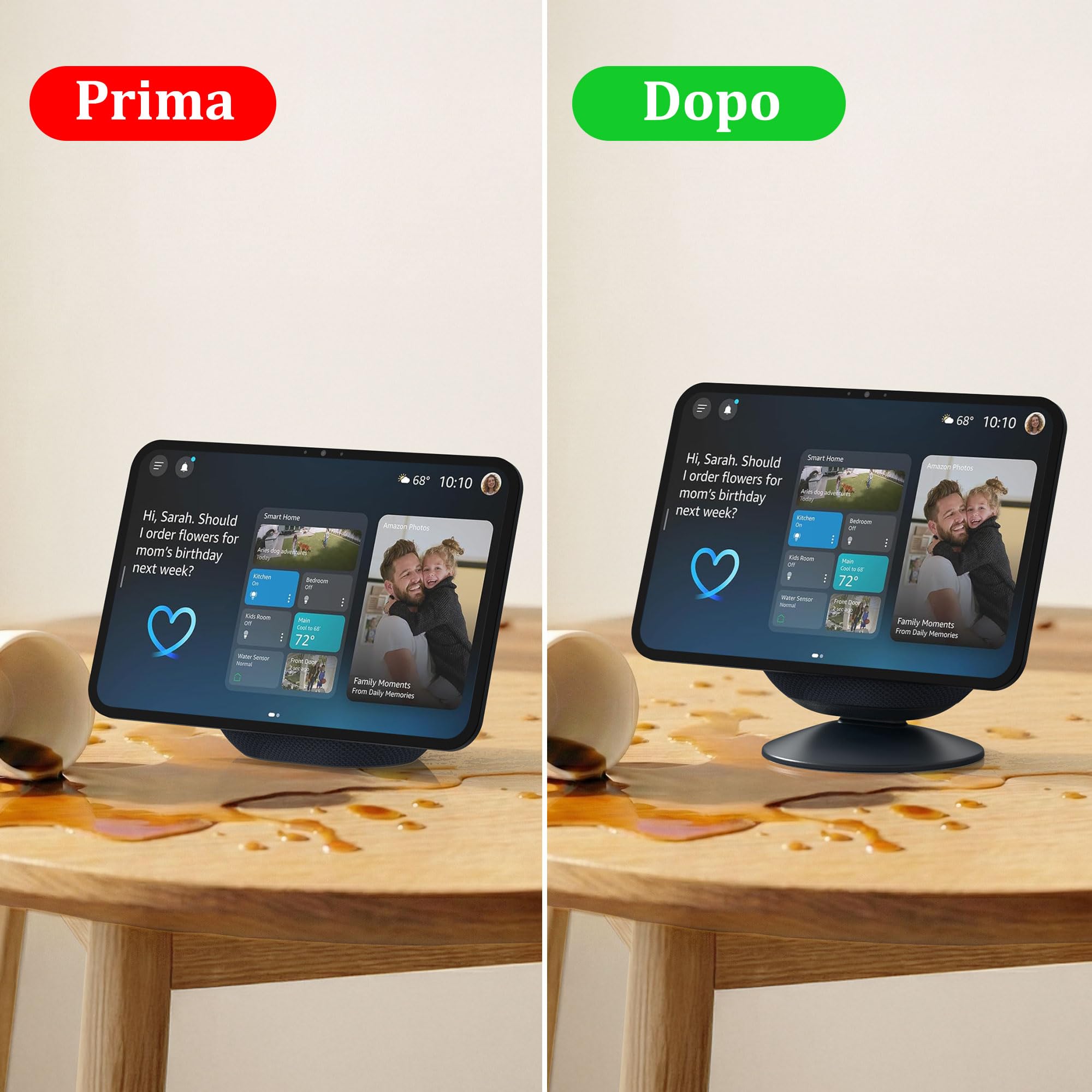 PlusAcc Supporto per Show 11/8 (ultima generazione) – Base da tavolo regolabile con inclinazione e fondo antiscivolo, compatibile con iPhone 12, ideale per cucina o comodino (Grafite)