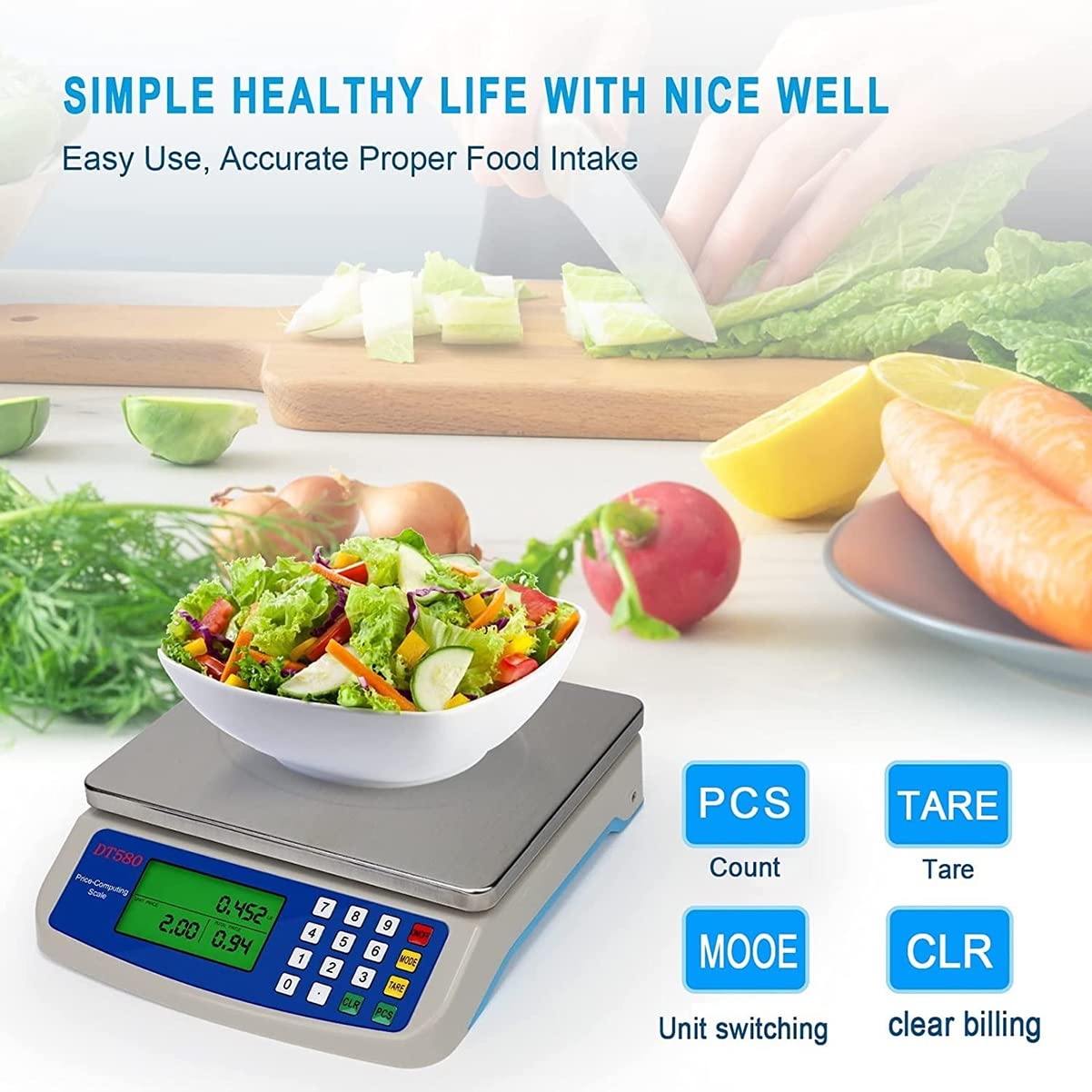 Balance de Cuisine numérique 30 kg avec écran LCD et Fonction Tare 1 g pour la Cuisson de précision des ingrédients Alimentaires à Domicile(Batterie