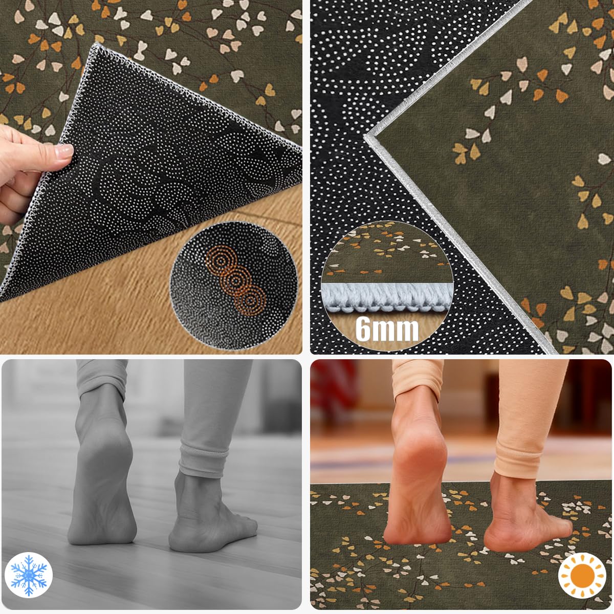 Teppich Küche Teppich Flur Läufer Waschbare Teppich Läufer für Flur Schlafzimmer Wohnzimmer Teppichläufer Flur rutschfest Küchenteppich Flurteppich Eingangsmatte 120 x 150cm
