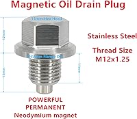 Vista 2 de 1PC M12x1.25 bujía de drenaje de aceite de motor magnética de acero inoxidable para Nissan 370Z Altima Frontier GT-R Maxima Murano NV Pathfinder