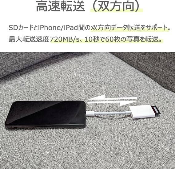 iPhone SD Card Reader2025 Officially Certified, MFi Chip, Lightning SD Card Camera Reader for Digital Cameras and Smartphones High-Speed Bi-Directional iPhone Data Storage