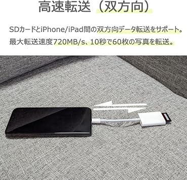 iPhone SD Card Reader2025 Officially Certified, MFi Chip, Lightning SD Card Camera Reader for Digital Cameras and Smartphones High-Speed Bi-Directional iPhone Data Storage