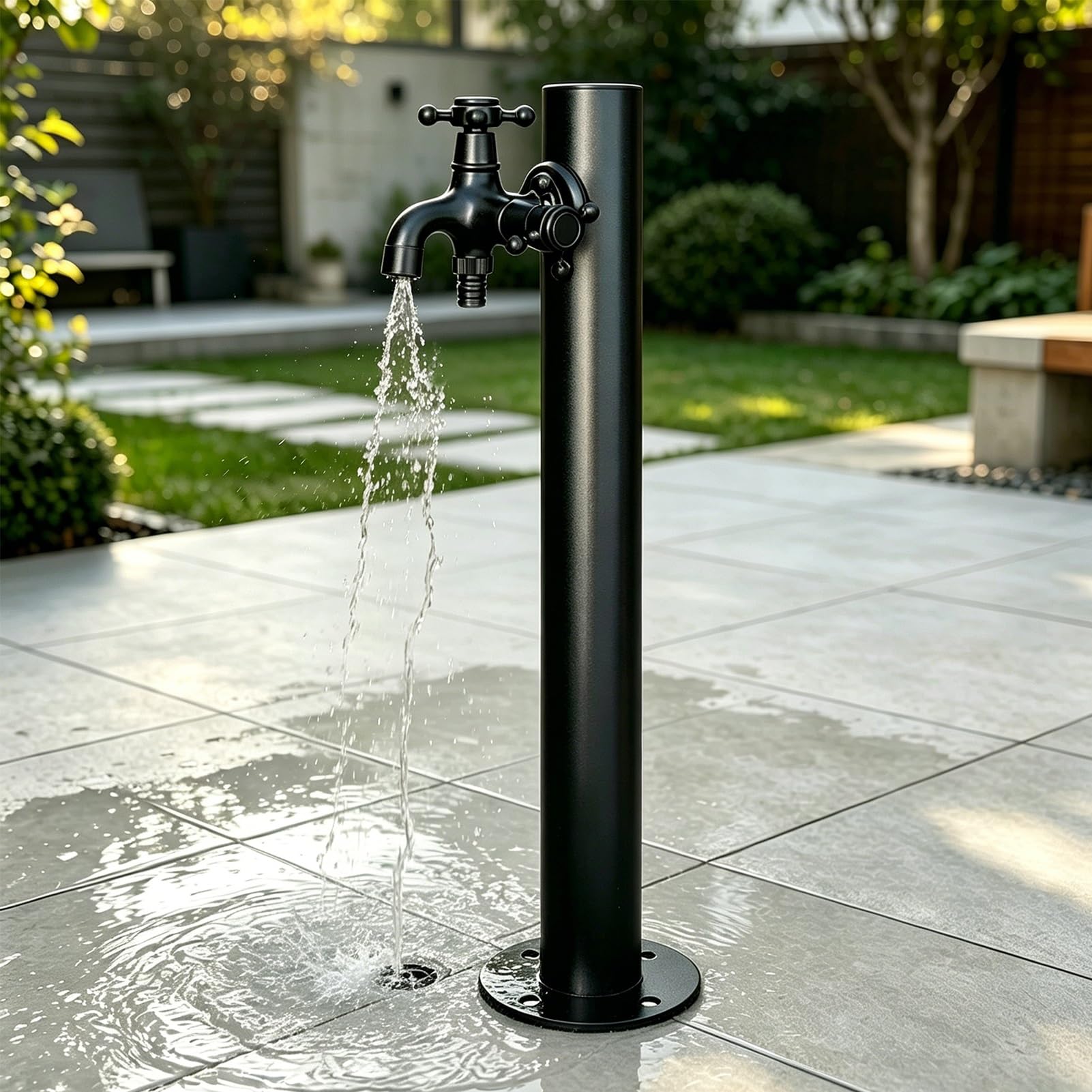 Lonmrrton C Vertical Outdoor Water Tap, Floor Mount Garden Olumn Faucet, Decorative Water Feature Fountain Water Dispenser Hydrant For Ampsite, Patio, Park And Driveway(,Height: 95Cm/37.4In)