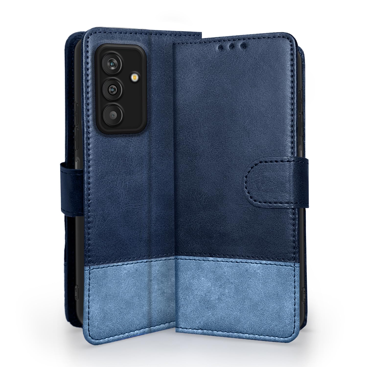 Pikkme Samsung Galaxy M13 4G Flip Cover | Dual-Tone PU Leather Finish | Wallet Style & Stand | Magnetic Flip Case for Samsung Galaxy M13 4G (Navy & Light Blue) (B0CQXQVN2L) Amazon Price History, Amazon Price Tracker