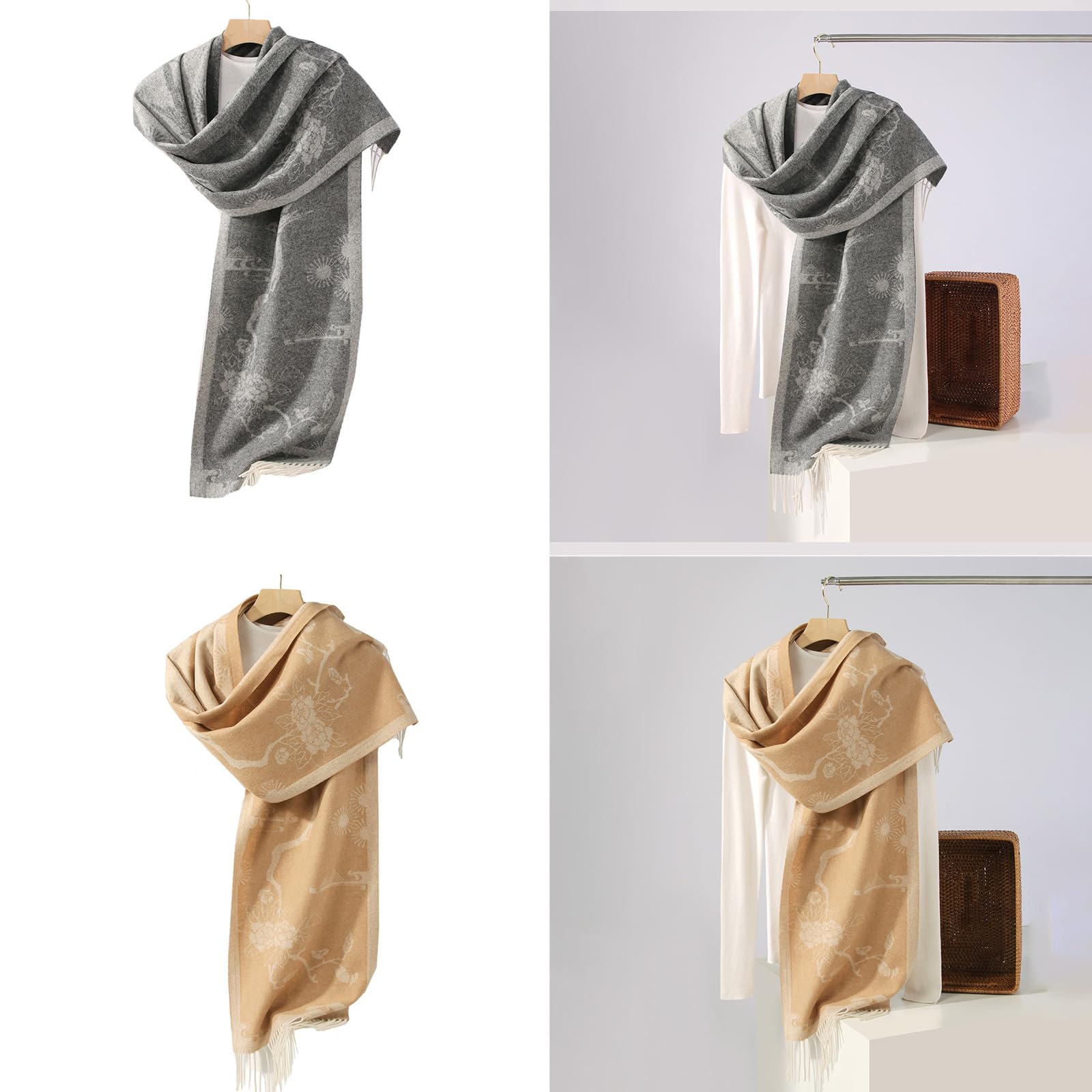 Pañuelo de lana con patrón de moda, suave y transpirable, bufanda para el cuello para hombre y mujer, varios trajes, pashmina multicolor