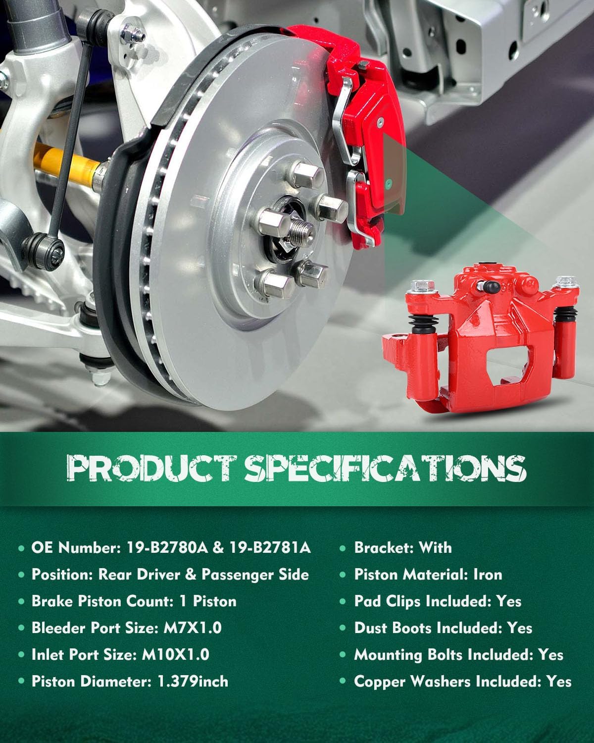AUTOMUTO Rear Left+Right 19-B2780A 19-B2781A Brake Calipers With Bracket For Nissan Altima 2007-2012,For Nissan Juke 2011-2017,For Nissan Maxima 2007-2008,For Nissan Sentra 2011-2012 2014-2016
