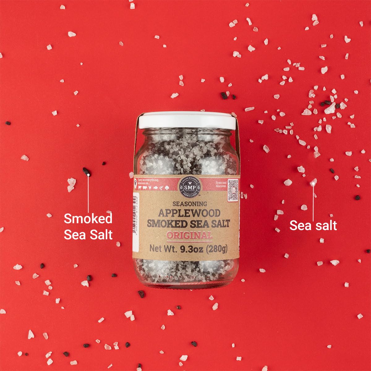 Pack of 4 – SMP Applewood Smoked Sea Salt 9.38 oz, 100% Natural Gourmet Finishing Salt, Cold-Smoked for 10 Days, Rich & Bold Flavor