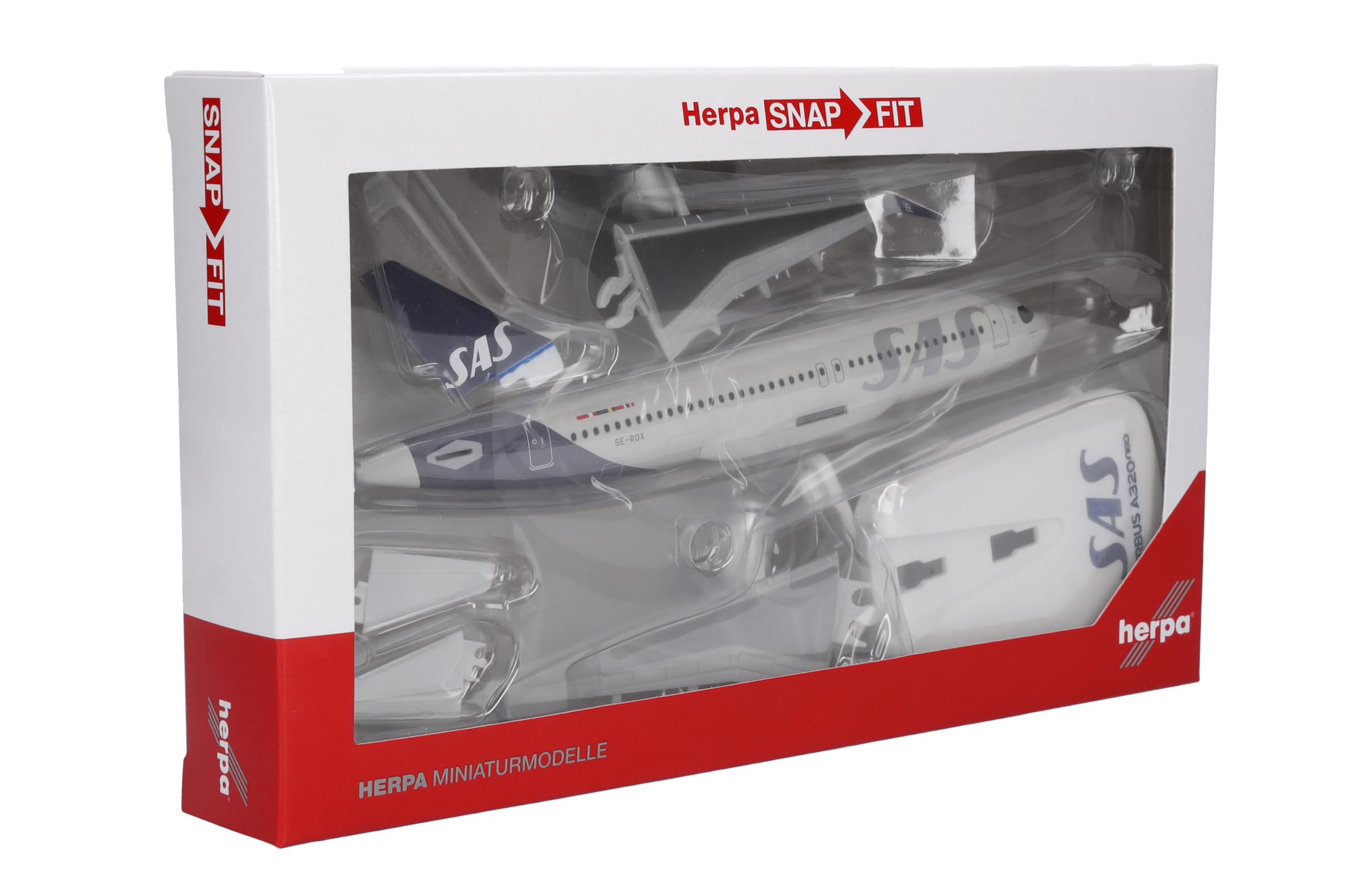 Herpa 612708 SAS Scandinavian Airlines Airbus A320 neo – SE-ROX „Roar Viking“, Mehrfarbig
