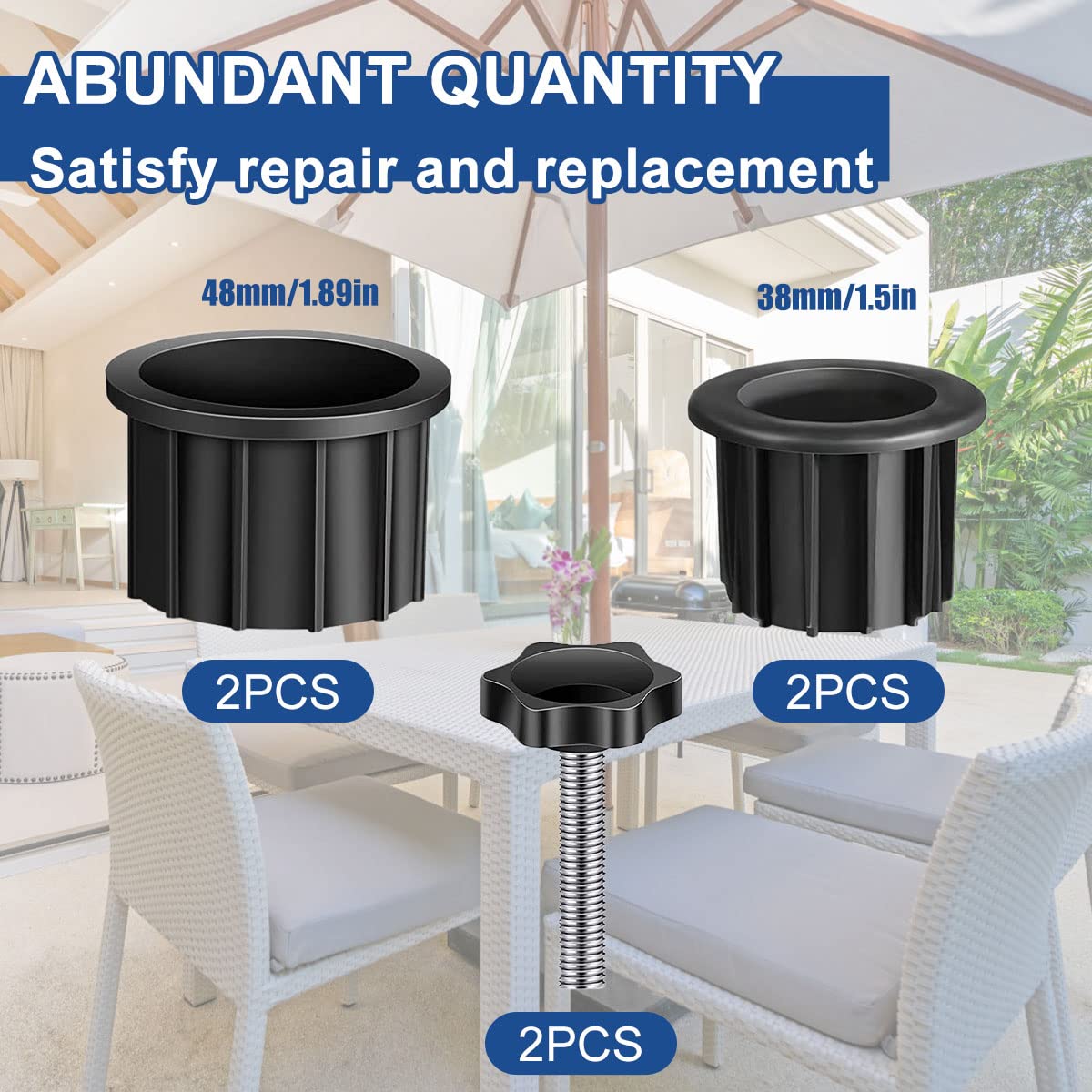 6pcs Patio Umbrella Base Parts Plastic Parasol Stand Replacement Parts Wearproof Umbrella Base Bracket Hole Ring Cover M8 Screws for Most Beach Backyard Balcony Umbrella Hole